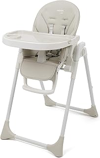 BABYLO Nosh from Birth High Chair, Adjustable + Folding with 7 Height, 3 Seat Positions Including Lie Flat, No Assembly Required, Dove Grey
