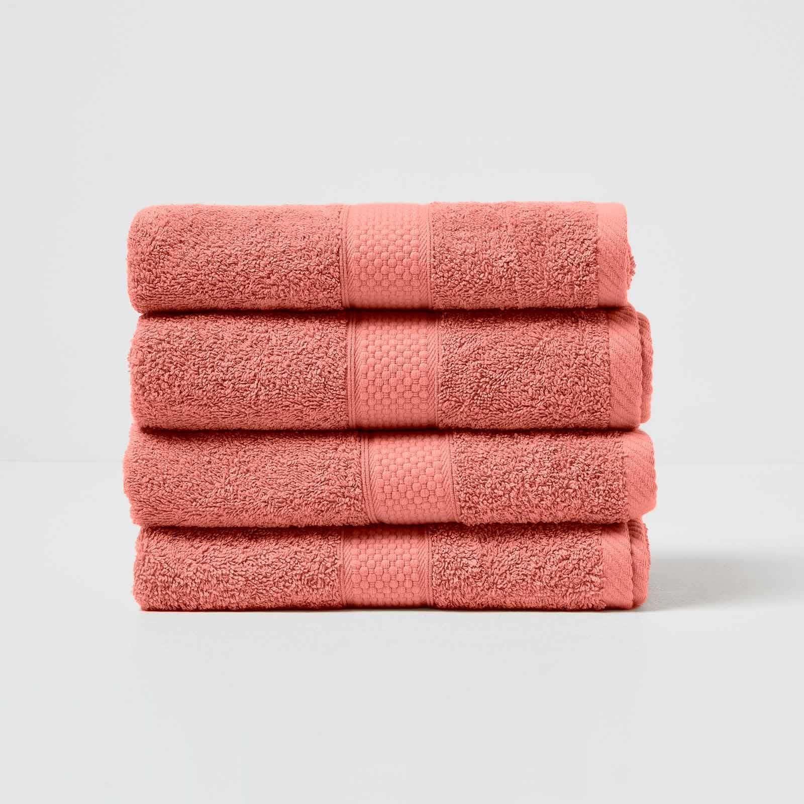 HOMESCAPES Burnt Orange Turkish Cotton Set of 4 Hand Towels Super Soft Thick & Absorbent 500 GSM Towel Heavy Weight for everyday Luxury