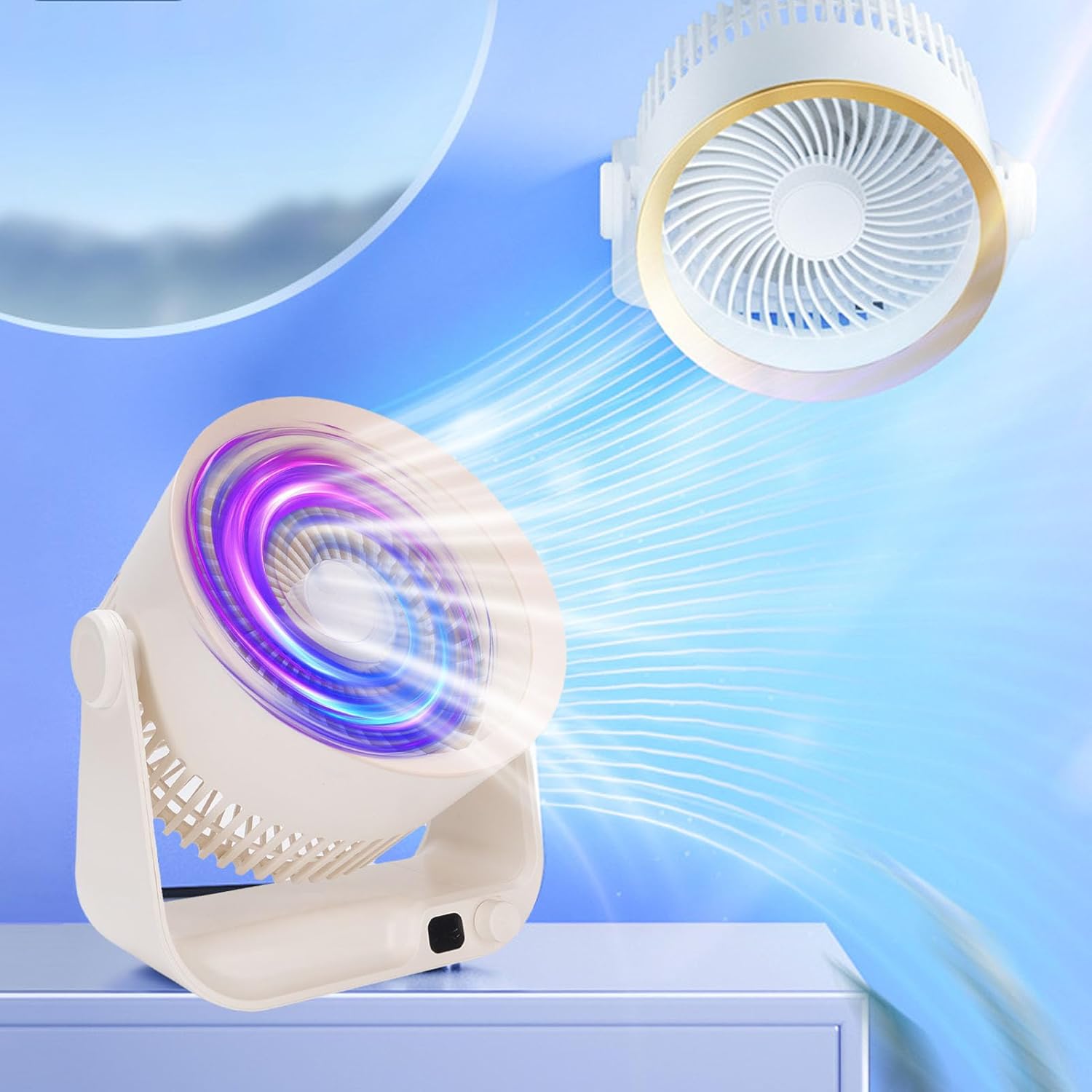 Air Circulator Fan, Desk Rechargeable USB Fan 4000mAh Battery Operated Quiet Desktop Air Circulator for Bedroom Home Office