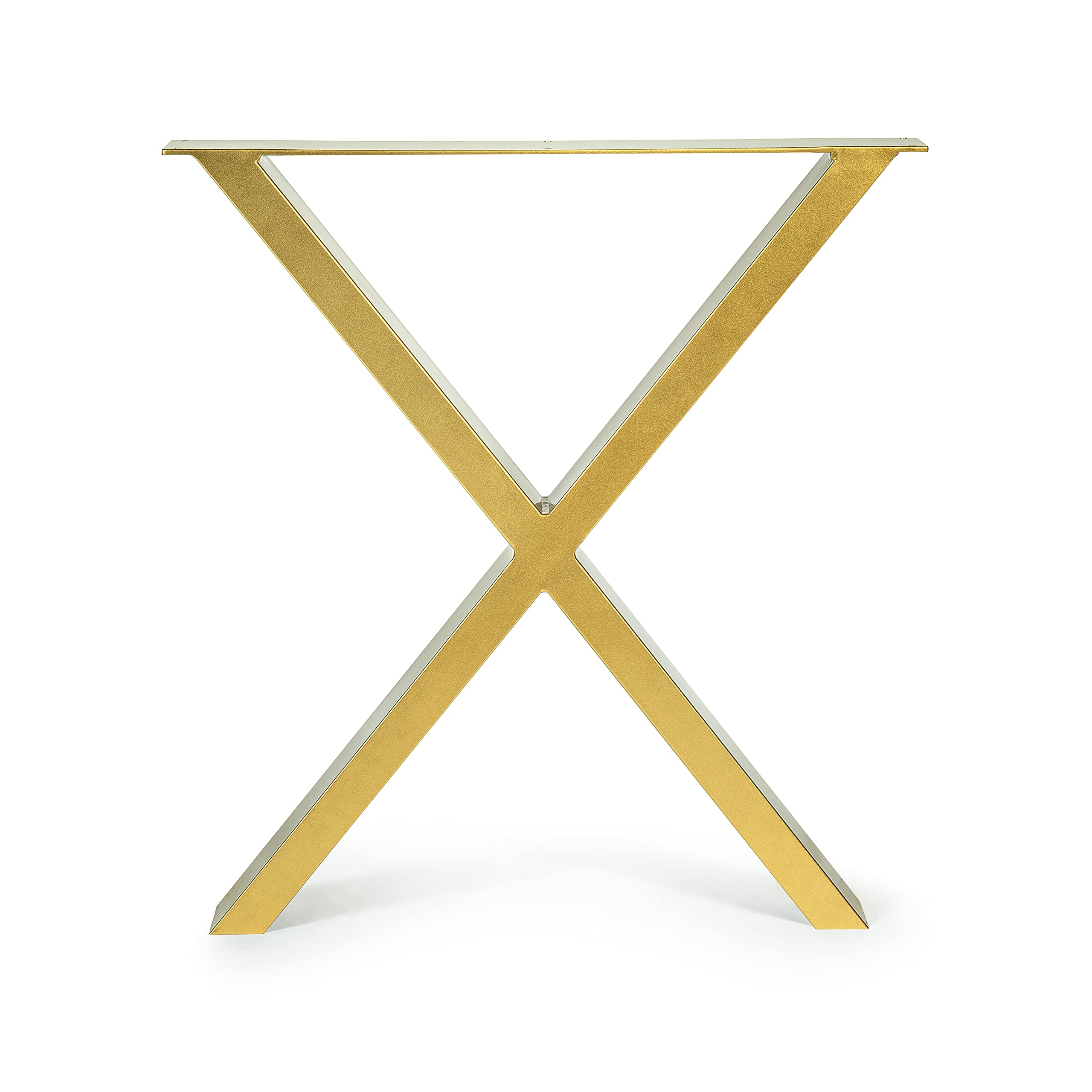 Magnetic Mobel Set de 2 Pieds de Table Pied de Meuble Métal revêtu par Poudre 'X' Conception (d'or, L64 x H72 cm)