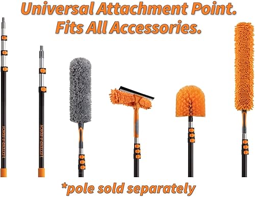 Miniatura 7 de Kit de lavado de ventanas de 5 a 12 pies y plumero de telaraña con poste de extensión (alcance de más de 20 pies), herramienta de limpieza de