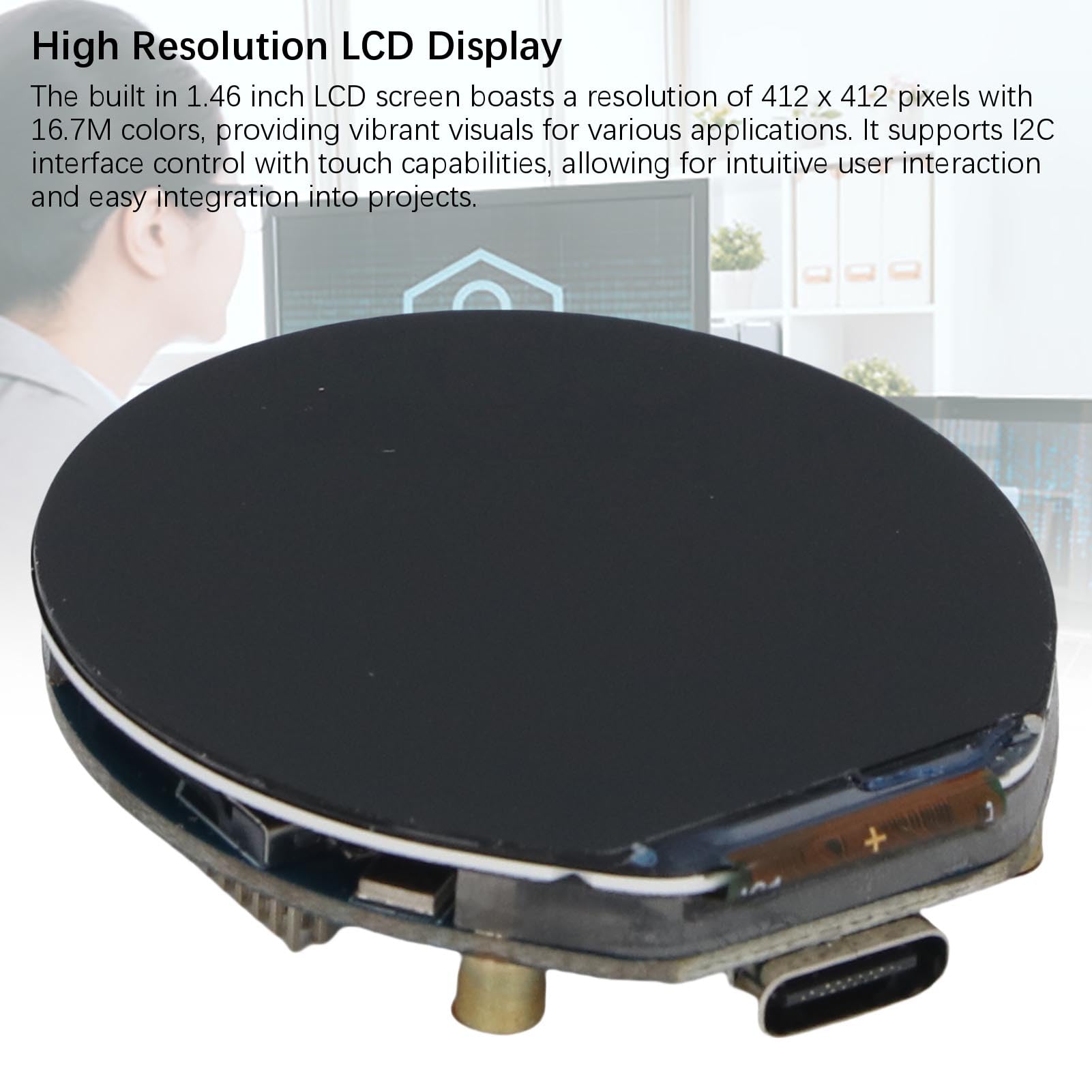 Fabater Touch Screen Rotondo per Scheda di Sviluppo Display LCD per Tecnologia Indossabile Risoluzione 412x412 da 1,46 Pollici