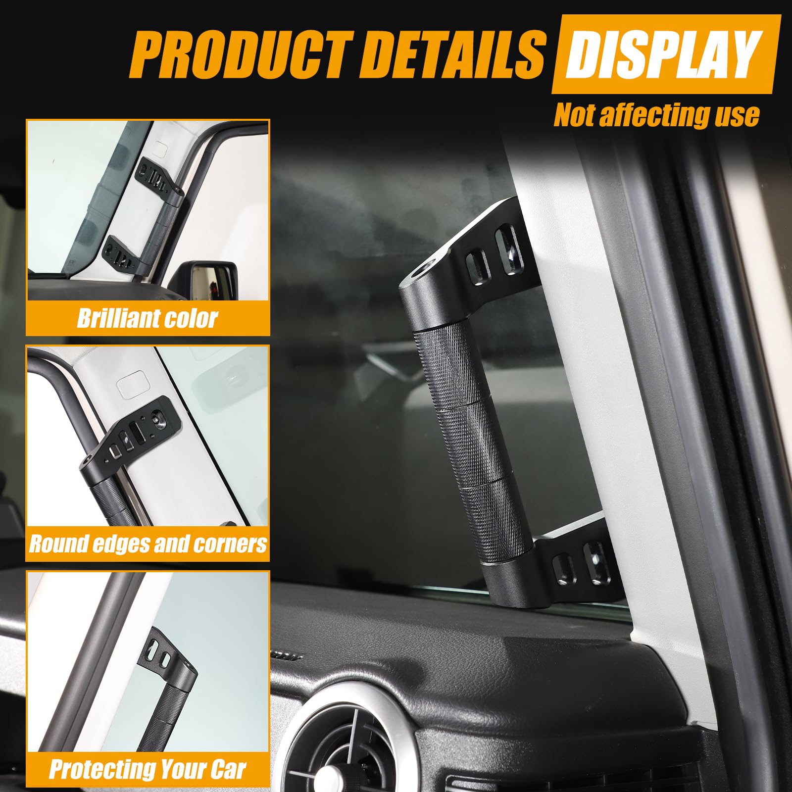 Car A-Pillar Grab Handle Grip Kit Compatible with INEOS Grenadier 2022-2024 Aluminum A-Pillar Grip Handle Car Interior Replacement — view 4