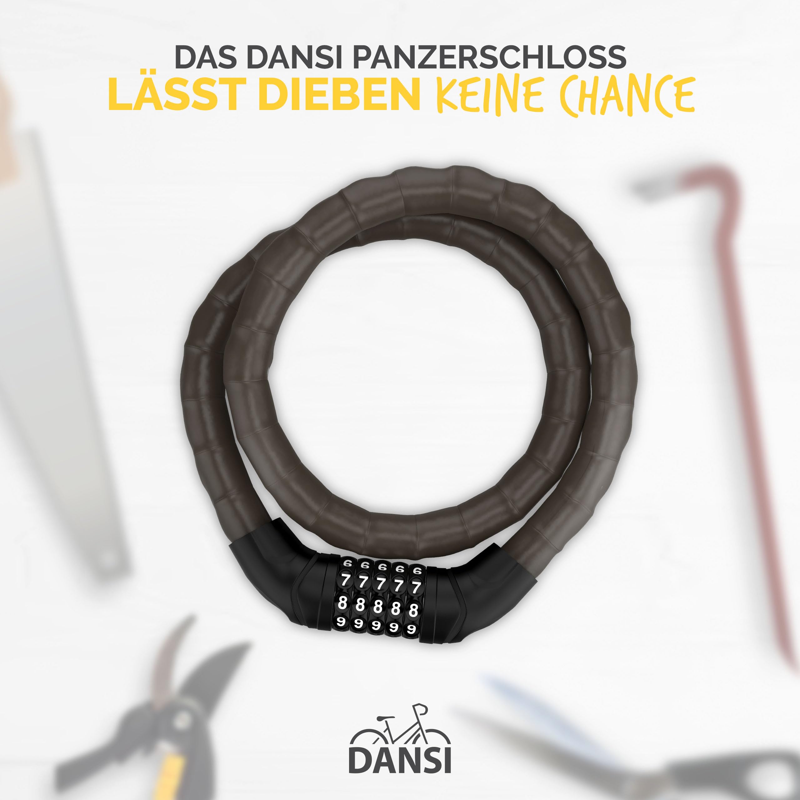 DANSI Panzerschloss Fahrrad I sicherer Diebstahlschutz mit 2 Schlüsseln I Fahrrad schloss, bike lock, Fahrradschloss, Fahrradschlösser, E-Bike