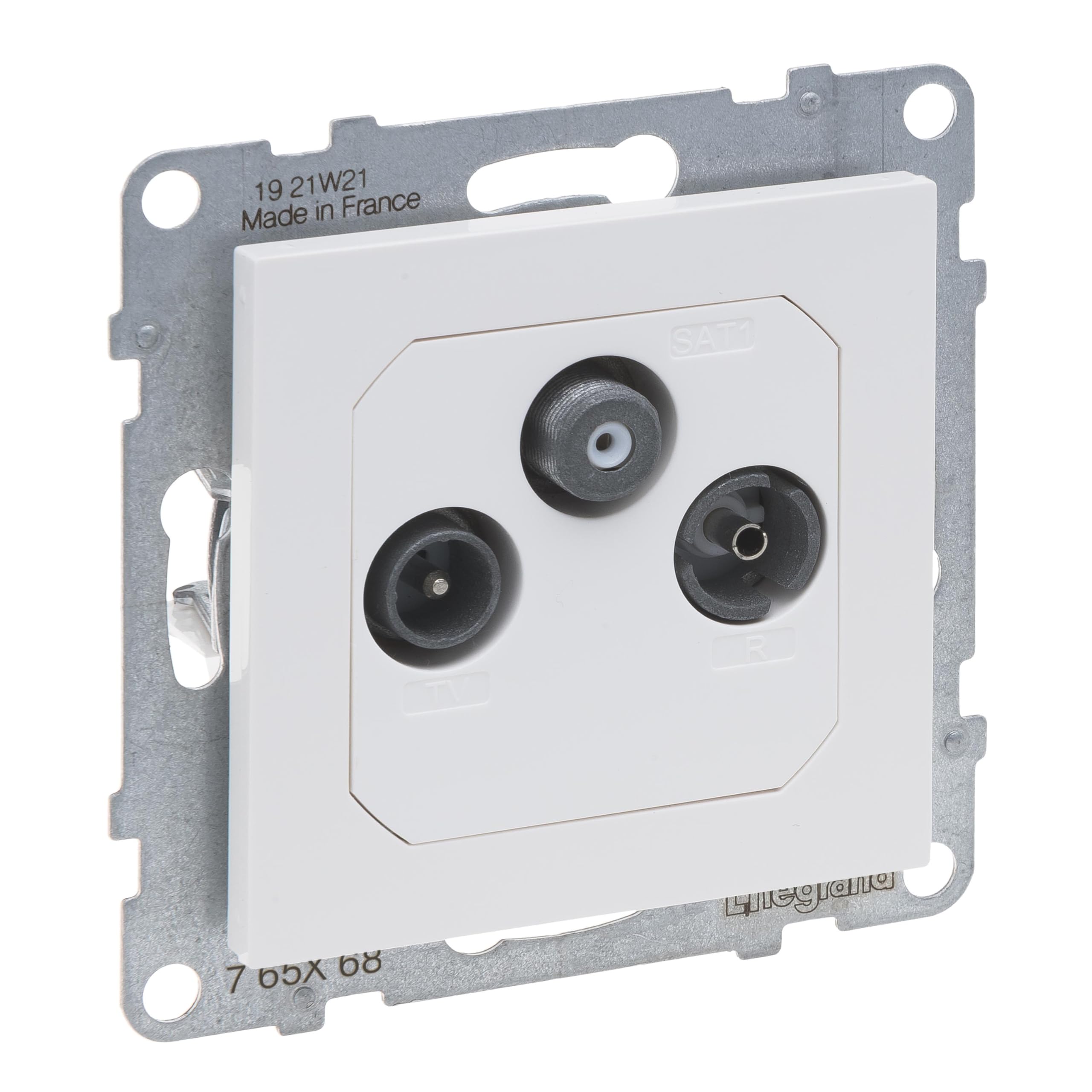 LEGRAND, Seano 765168 Feed-Through Socket TV-R-SAT HD-TV Connection Loss 14 dB Ultra White