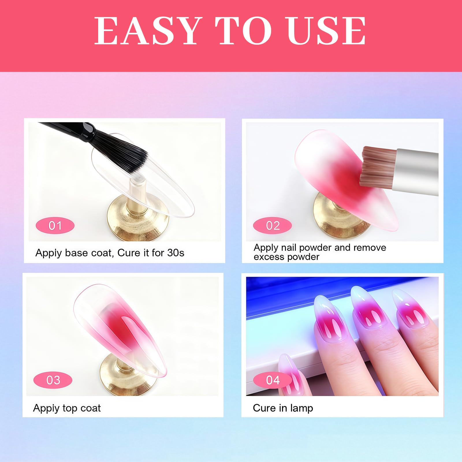 Zosutetoxo Ensemble de Poudres pour Ongles 40 Couleurs avec 3 Pinceaux Pigments pour Nail Art Nuances Néon et Pastel Palette de Poudre pour Ombre Dégradé Décoration d'Ongles