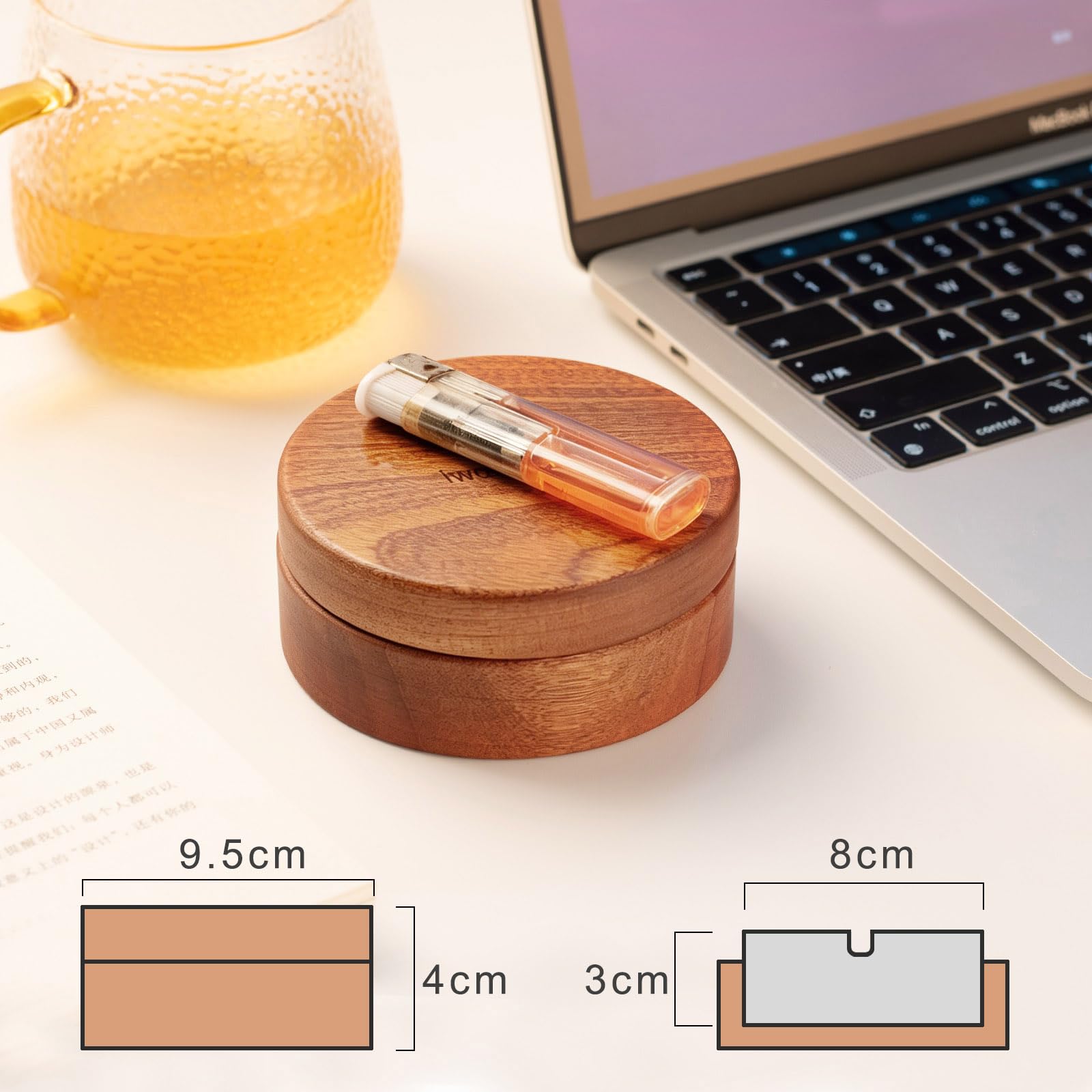 Amazon.co.jp: 灰皿 ふた付き おしゃれ 木製×ステンレス の機能的融合
