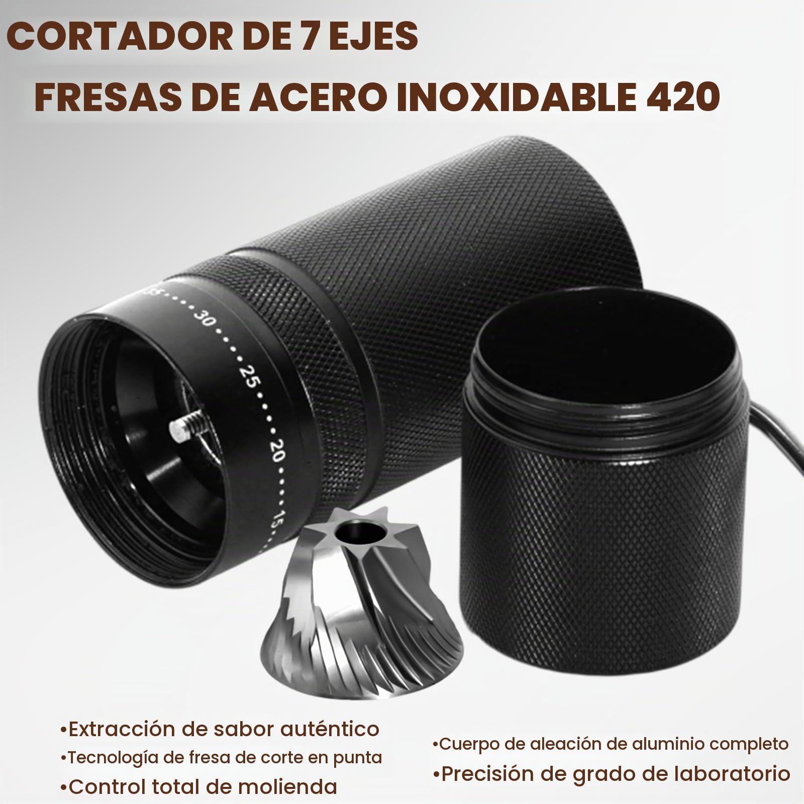 Molinillo de café manual con 60 ajustes ajustables, molinillo de granos de café portátil de mano con capacidad de 28 g, molinillo de granos de café cónico de acero inoxidable para prensa francesa