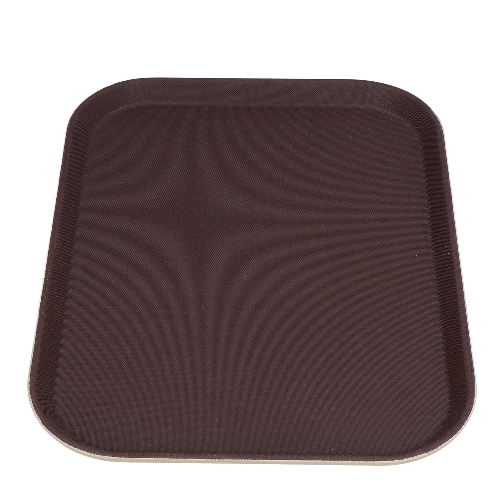 Bandeja redonda para servir con base de goma antideslizante, diseño apilable de fibra de vidrio templado resistente al calor para restaurantes, bares y uso doméstico, 25 x 35 cm (regular)