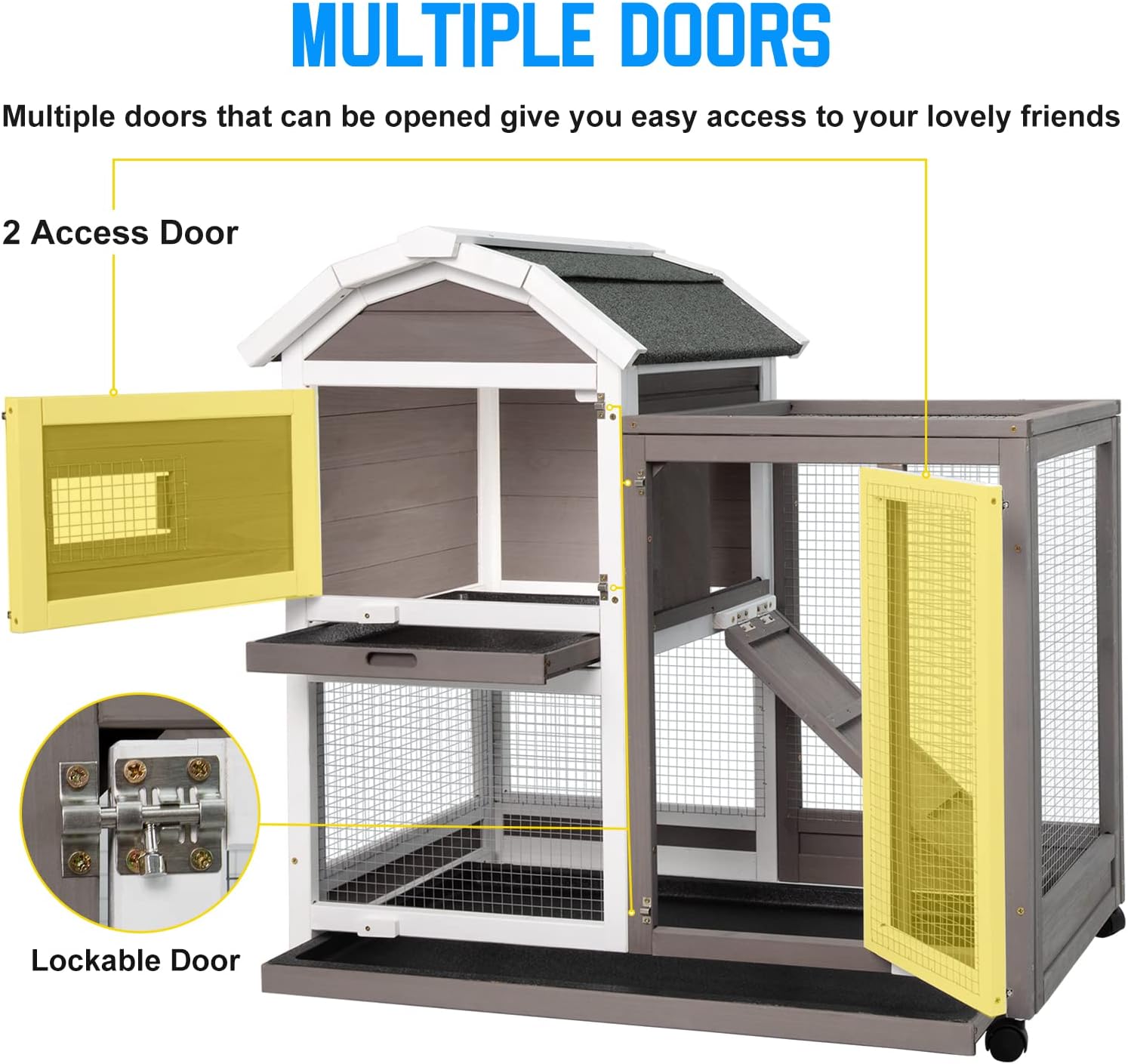 Buy Petscosset Rabbit Hutch Indoor Bunny Cage Outdoor Two Story Wooden