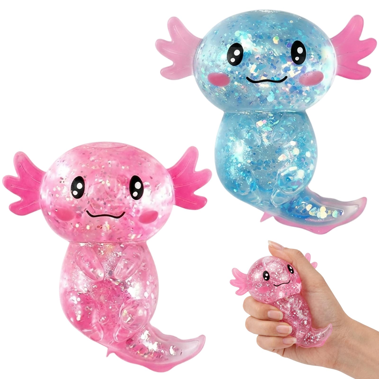 2 PCS Fidgets Squishy Toys, Fidgets Squishy Toys for Anxiety Relief and Focus Improvement, Classroom and Travel Sensory Toys, Set of 2 Salamander Malto Squishy Fidget Toys
