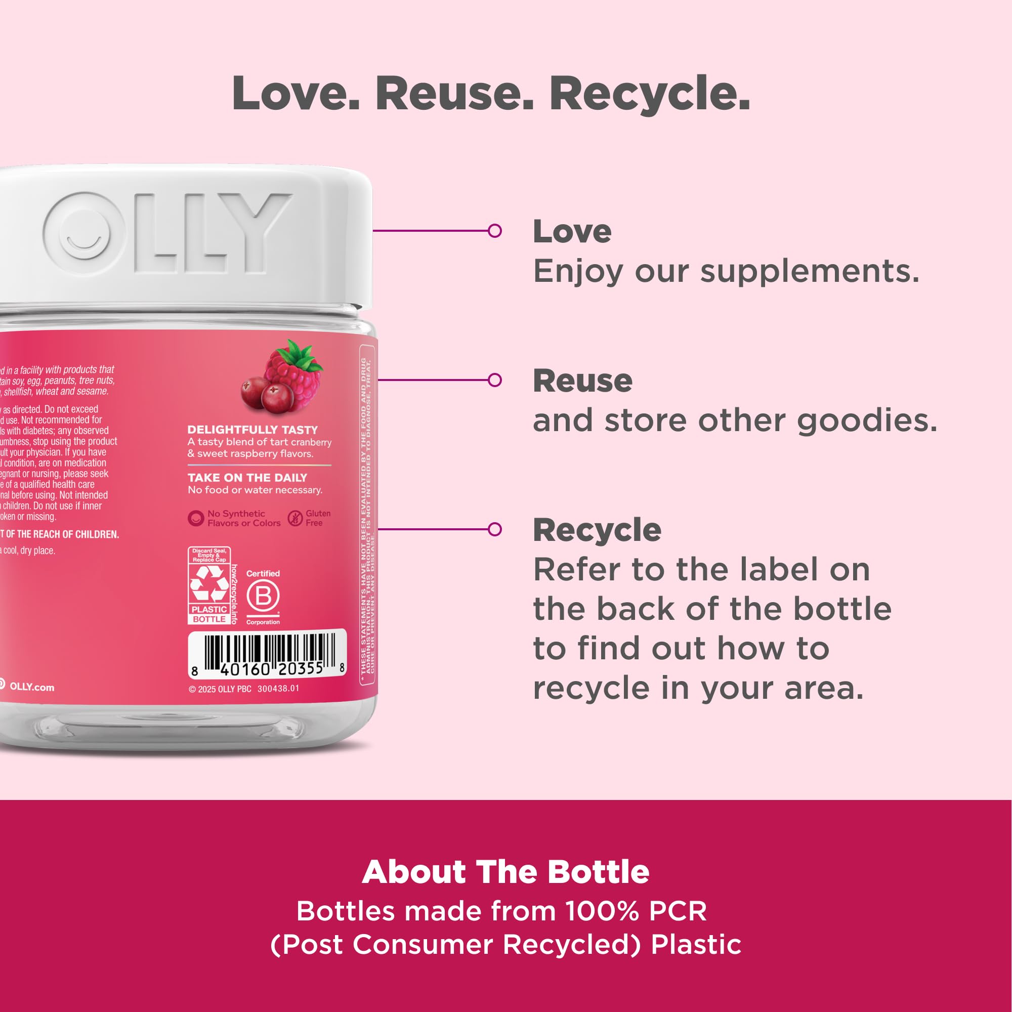 OLLY Period Hero Gummies, PMS Support Supplement,* Cran-Raspberry- 60 Count — Amazon image 4