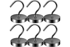6 Pack Black Strong Magnetic Hooks,100lb+ Magnetic Kooks Heavy Duty for Cruise Cabins