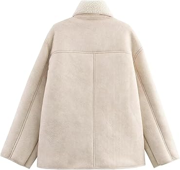 Perbai Women's Lapel Fleece Lined Single Breasted Faux Suede