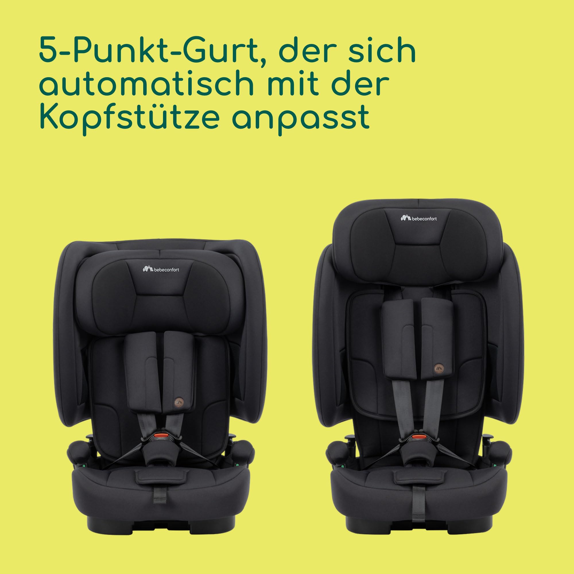 Bebeconfort Ever & Go i-Size Mitwachsender Kindersitz 9-36 kg 15 Mon. bis 12 J. 76-150 cm Klappbarer Kinderautositz Kompakt Leicht 6 kg Full Black