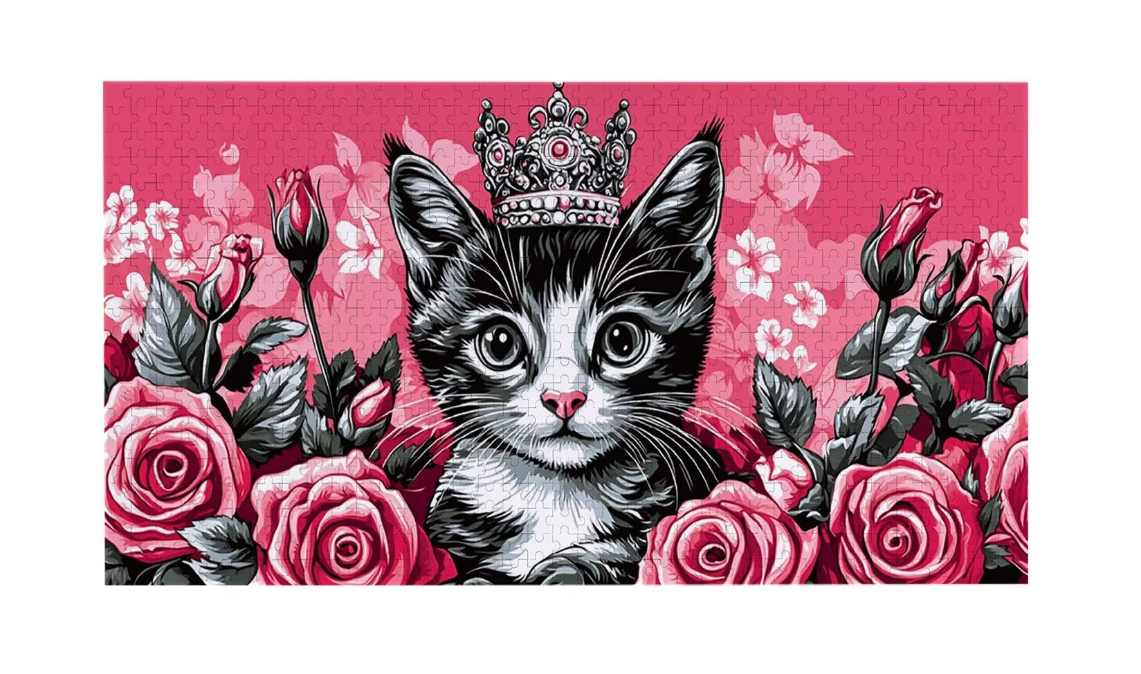 Różowy kot - Puzzle 900 sztuk dla dorosłych - Puzzle DIY, kreatywna rozrywka, sztuka nowoczesna, klasyczne puzzle dla dorosłych i młodzieży w wieku 12 lat, pomysł na prezent dla mężczyzn i kobiet 87 x
