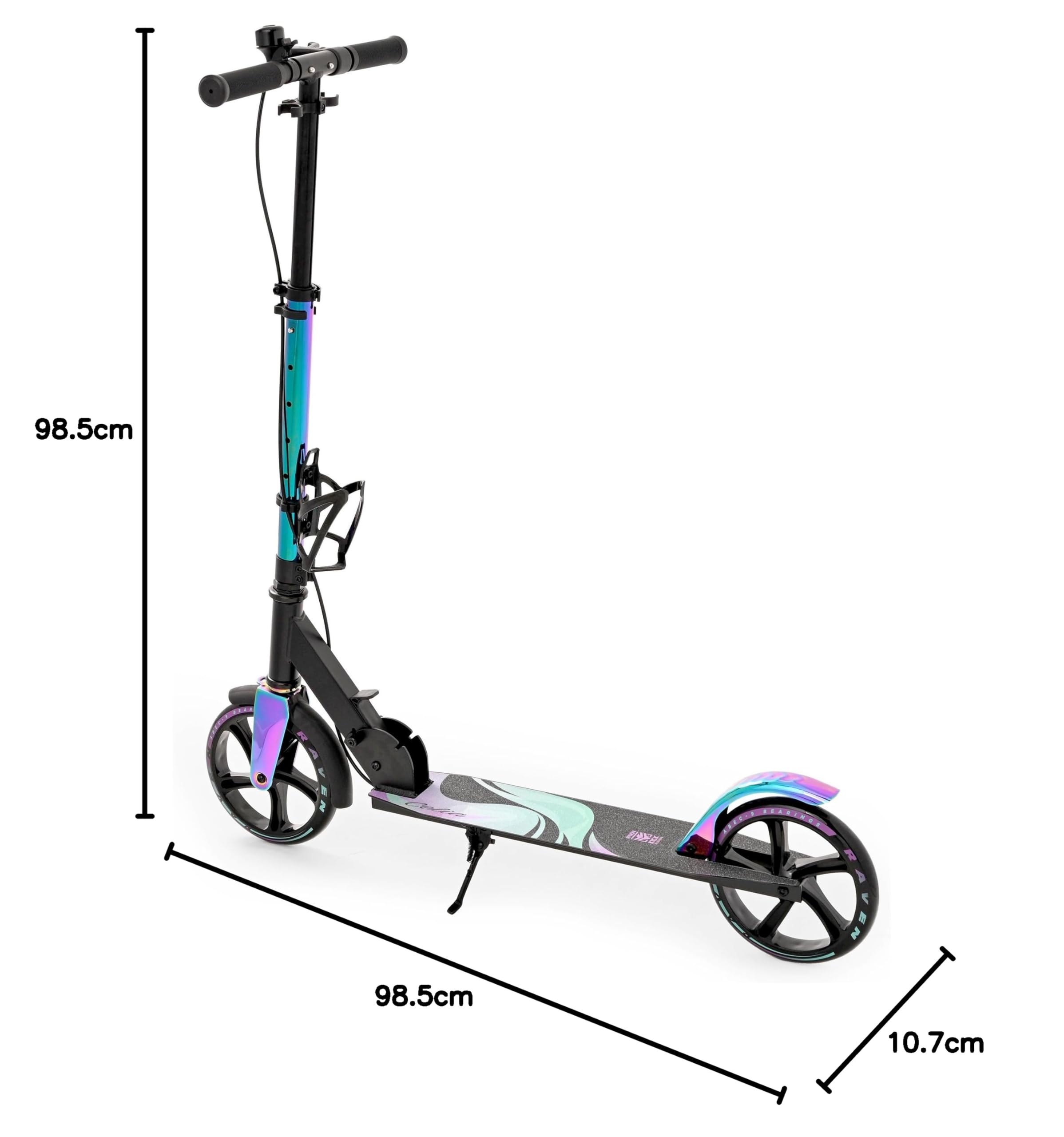 RAVEN Scooter Roller Tretroller Kickscooter für Kinder Erwachsene |klappbar | höhenverstellbar | Tragegurt | Klingel | Flaschenhalter