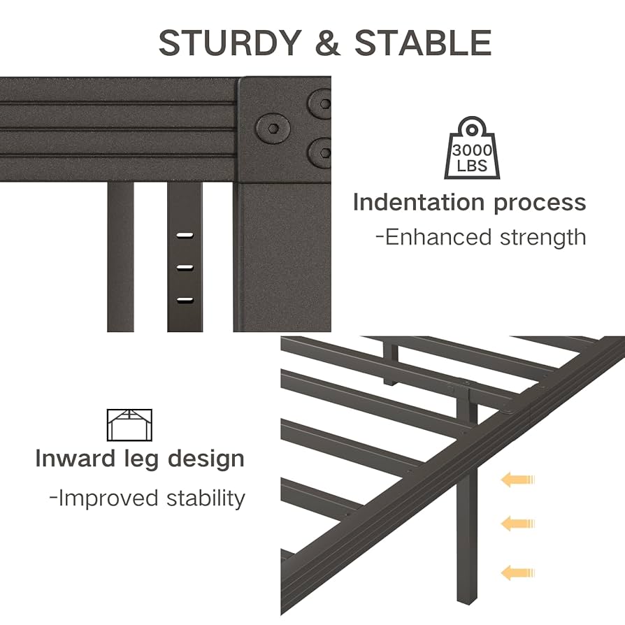 Amazon.com: COMASACH Full Size Bed Frame 12“ High Heavy Duty