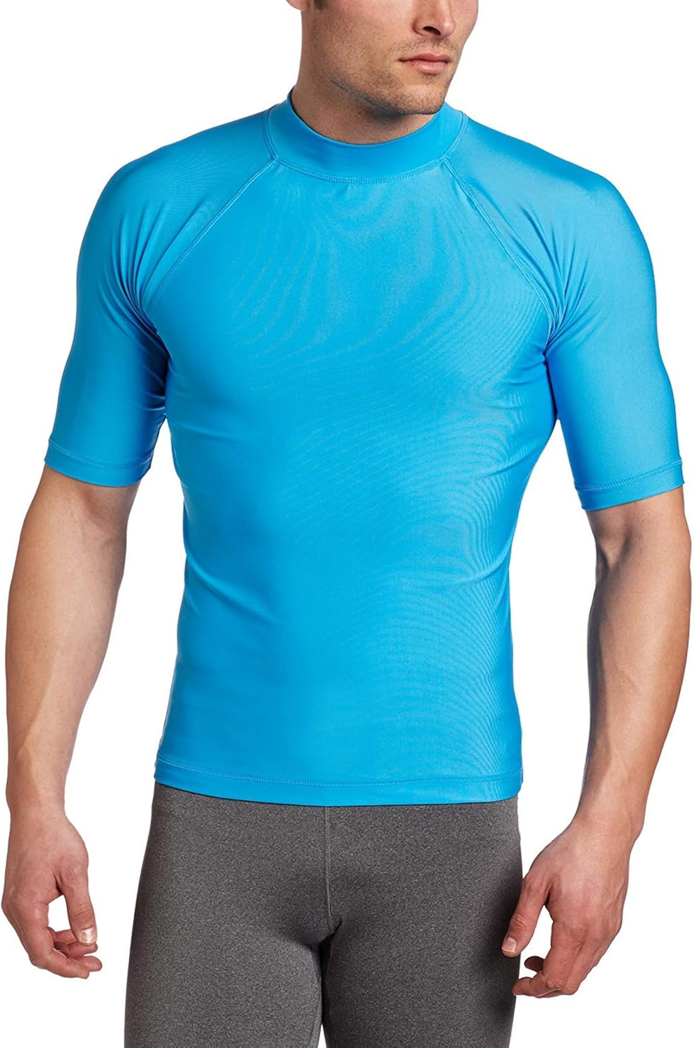 Kanu Surf Men's Fiji UPF 50+ Short Sleeve Sun Protective Rashguard Swim Shirt Small Fiji Aqua