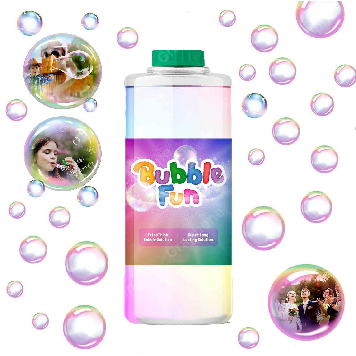 GRAPHENE Bubble Refill Solution Bottle 1 litre/1000 ML for Bubble Machine Gun & Camera Liquid Bubble Gun Blower, Giant Bubble Wand Multicolor Best Return Gifts Outdoor Indoor Toy Safe for Kid