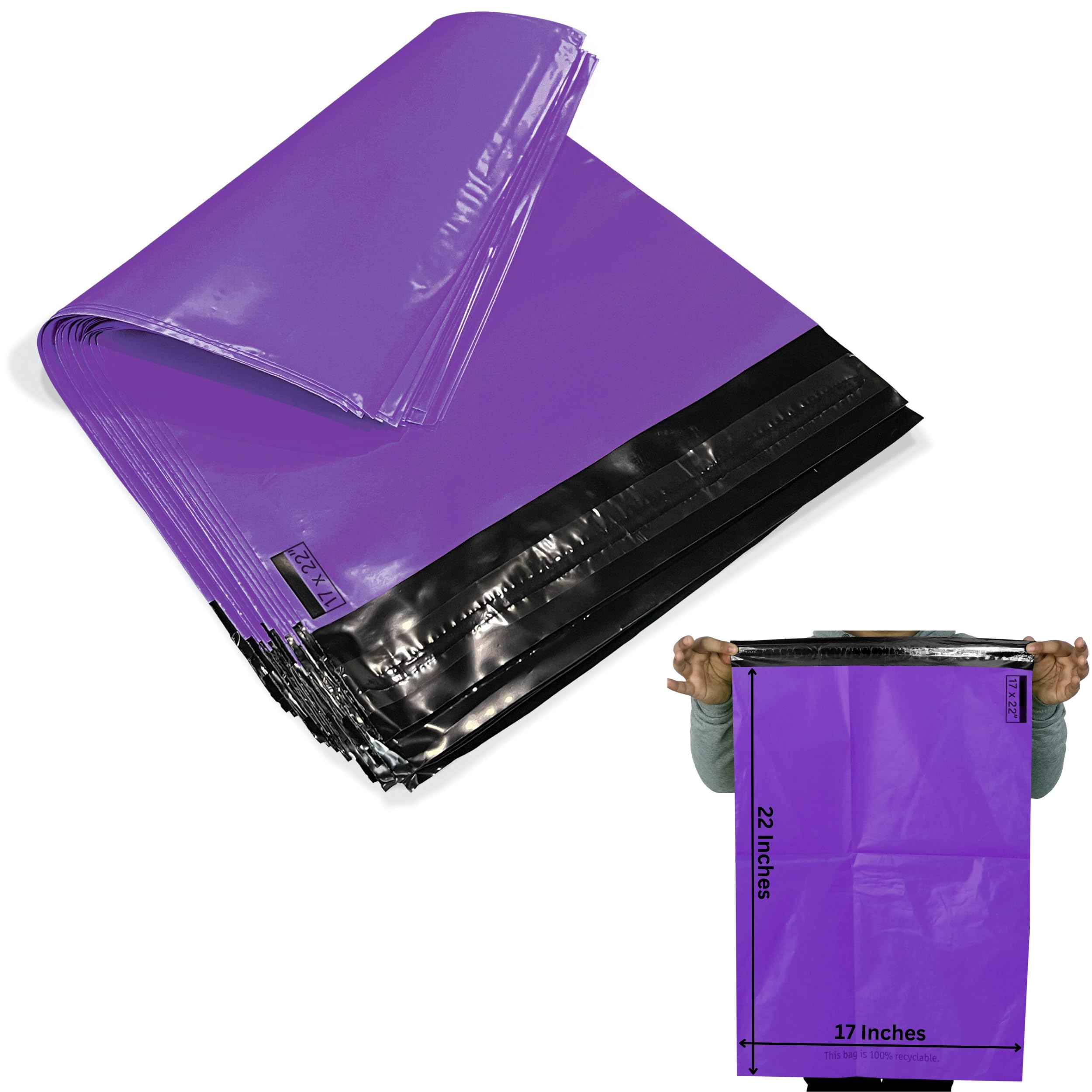 Jeejaan Purple Jeejaan® 50 Pcs Large Mailing Bags 17X22 In Poly Mailers 432 X 560 Mm Poly Plastic Postage Envelope Courier Shipping Mailers Waterproof And Tear-Proof Postal Mailer Courier Bags