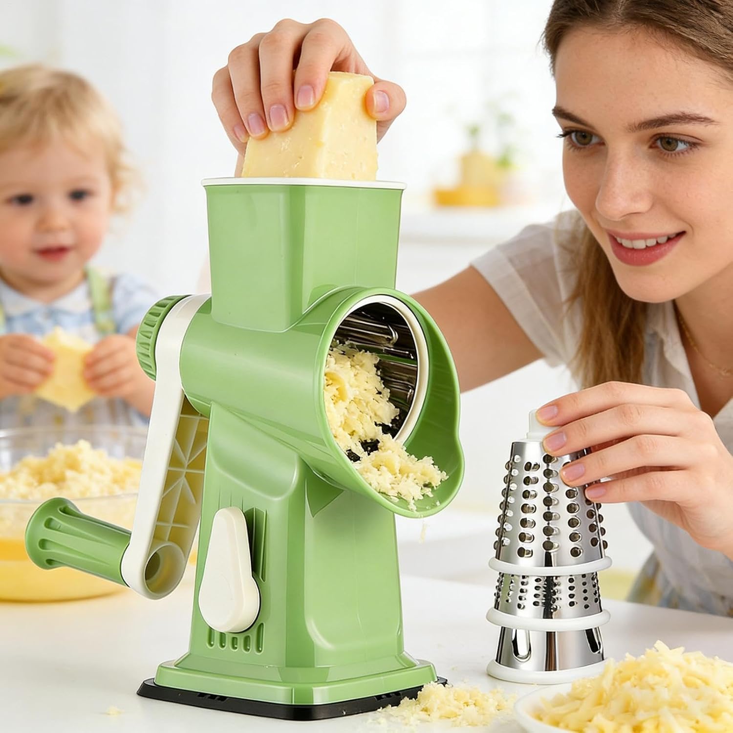 Crank Cheese Grater,Multipurpose Rotary Processor - Vegetable Food Crusher | for Fruit Potato Carrot Cabbage Nut Butter Garlic Home Camping Picnic