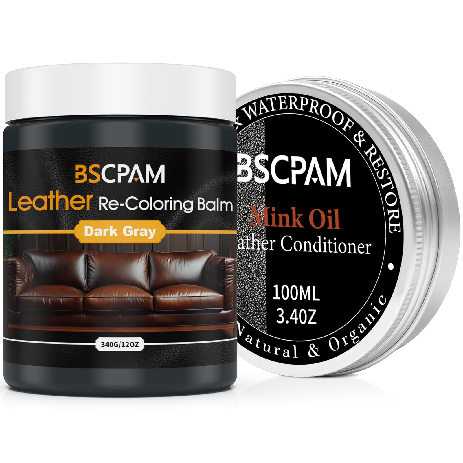 Light Brown Leather Recoloring Balm,8.5oz Leather Sofa Scratch/Stain Remover,Leather Repair kit for Vinyl Furniture and Car Interior,Leather Dye Paint for Scratched and Faded,Leather Color Restorer — view 8