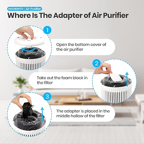 Miniatura 8 de Purificadores de aire para dormitorio y hogar con modo de suspensión para humo, olores de caspa de mascotas, purificador de aire pequeño con esponja
