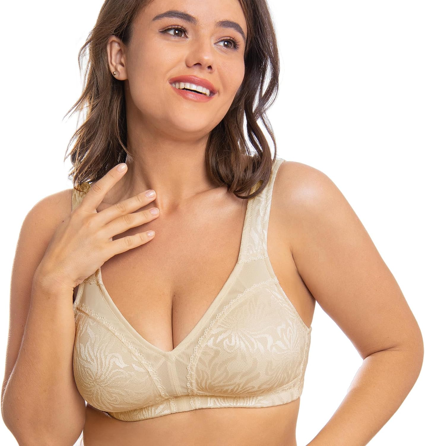 Wingslove Women's Full Coverage Non Padded Comfort Minimizer Wire-Free Bra Plus Size - Image 2