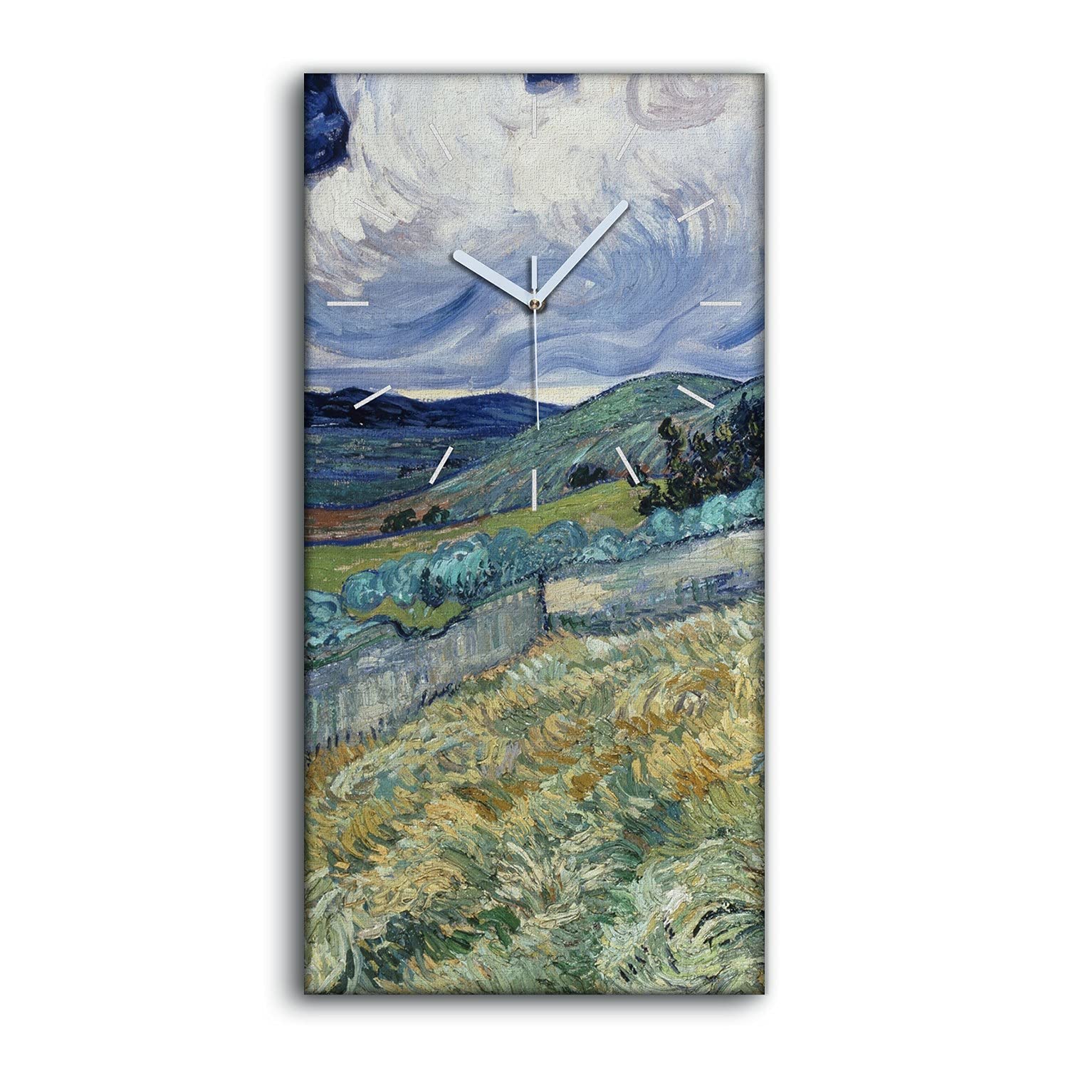 Horloge sur toile 30x60cm Paysage de Saint Rémy avec des mains blanches