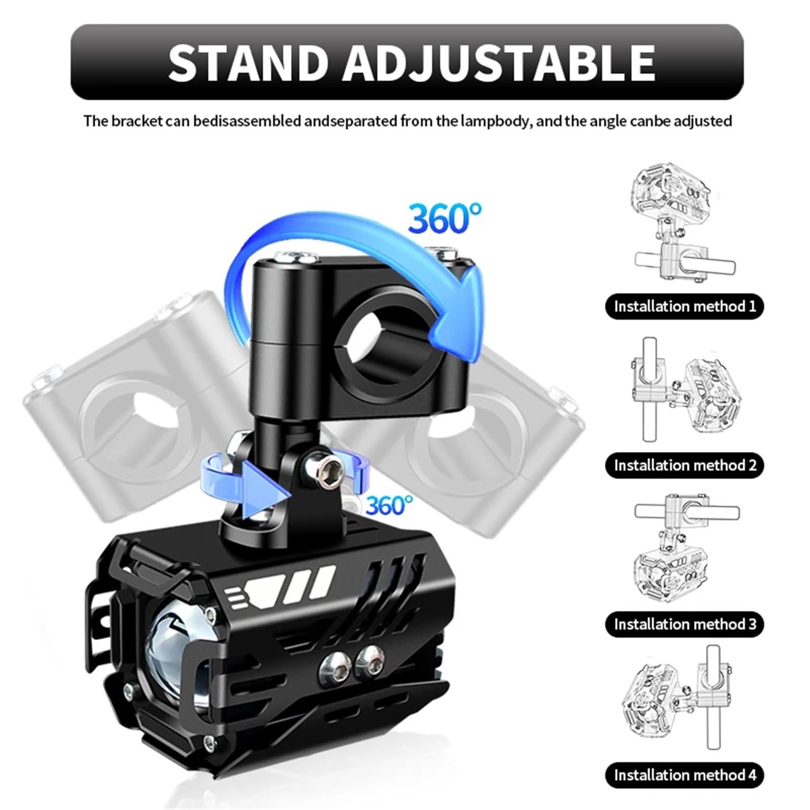 Générique Phare Avant Moto 1 Ensemble De Phares LED Supplémentaires pour Motos 80W, Assemblage Double Couleur pour BMW R1200GS F850GS F750GS LC pour Adventure