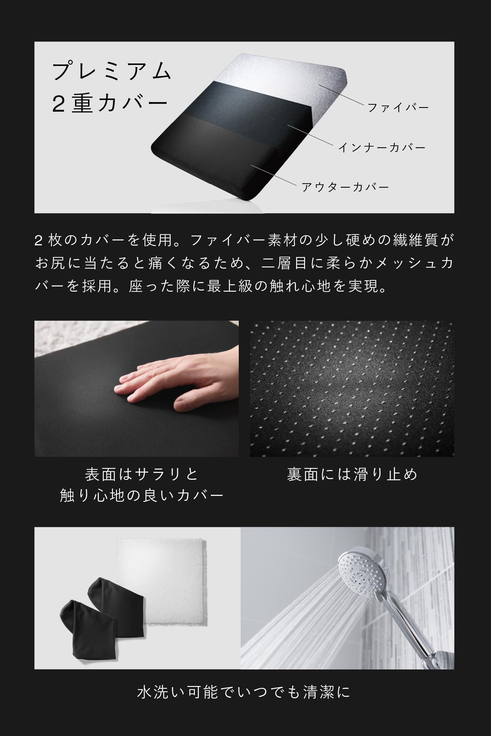 【開封済み・未使用】ZABUSHION ザブション　座布団　クッション　3層構造 Amazon｜ZABUSHION ザブション 【超極厚5.5cm 体圧分散