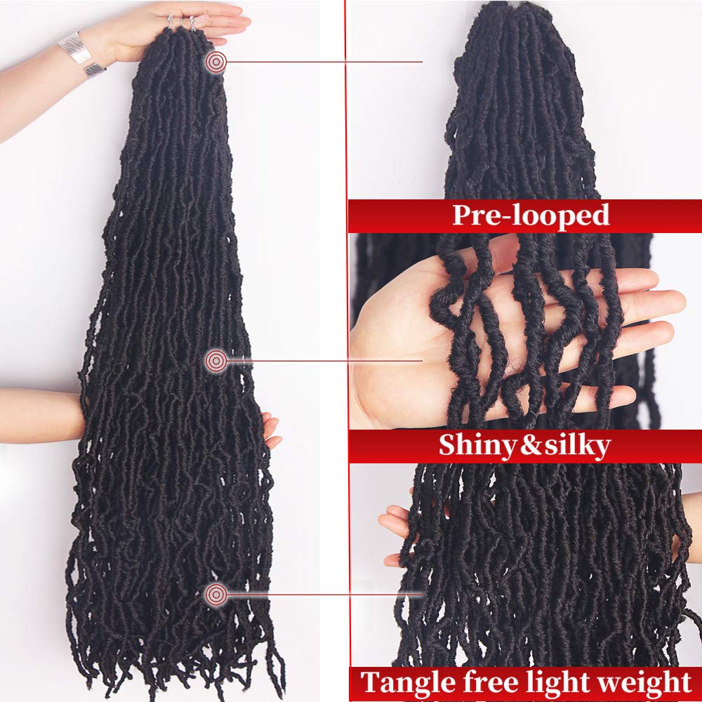 36 Inch Faux Locs Crochet Hair Soft Locs Crochet Braids Hair 6 Packs/lot 95g Goddess Locs Dreadlocs Synthetic Hair Extend Soft Locs Braiding for Women (36 Inch (6packs), 4#)