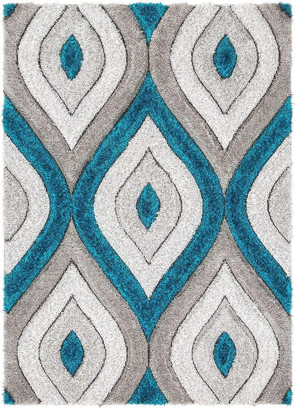 Image of Shaggy Area Rug for Living Room and Bedroom 5X8 FT Soft Plush Floor Carpet with Fluffy Texture, Modern Decorative Rug,Bedside and Indoor Spaces,Ivory-Grey