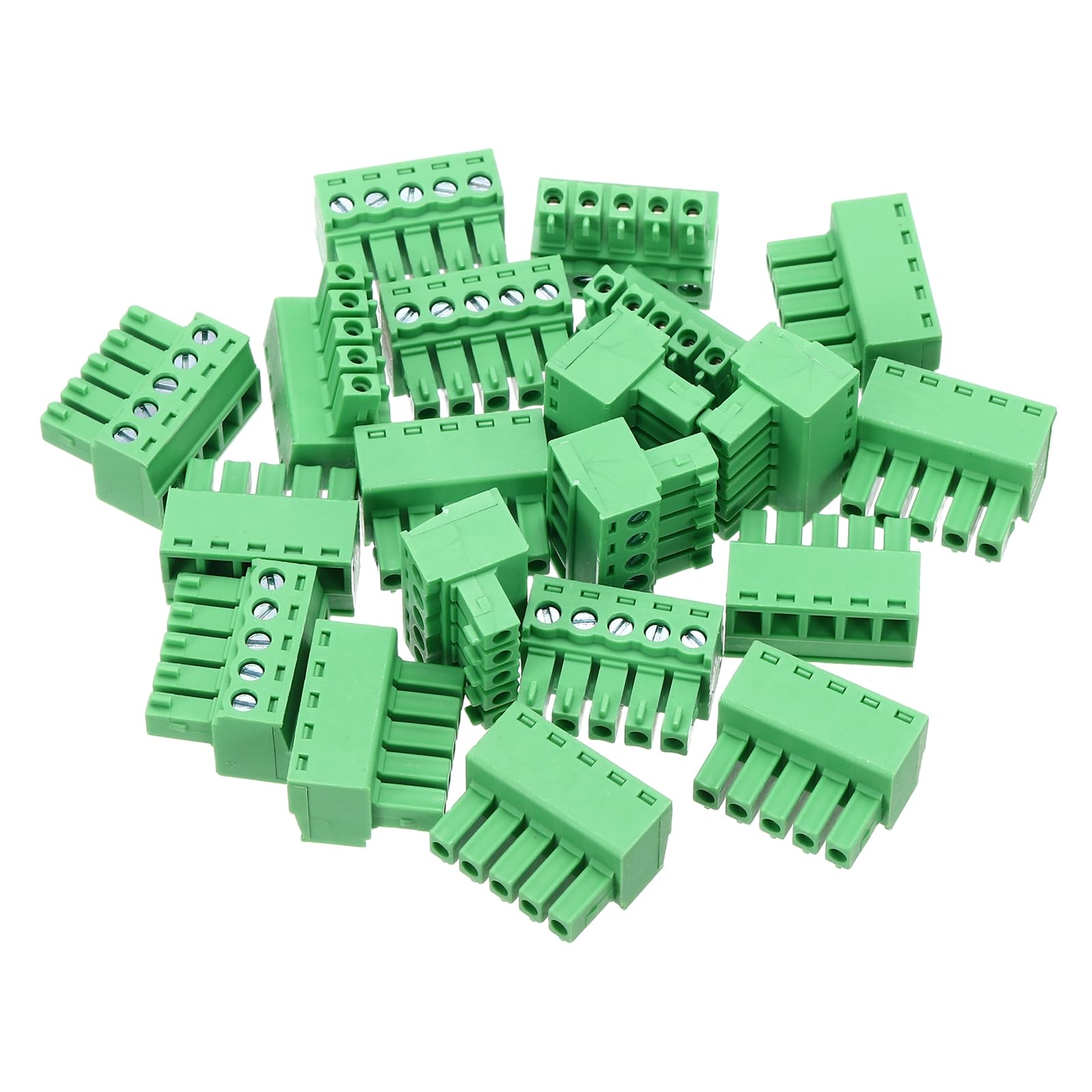 sourcing map 20PCS 5-Pin PCB Mount Screw Terminal Block Connectors 3.81mm/0.15inch Pitch Circuit Board Connectors for Home Appliances, Industrial Projects