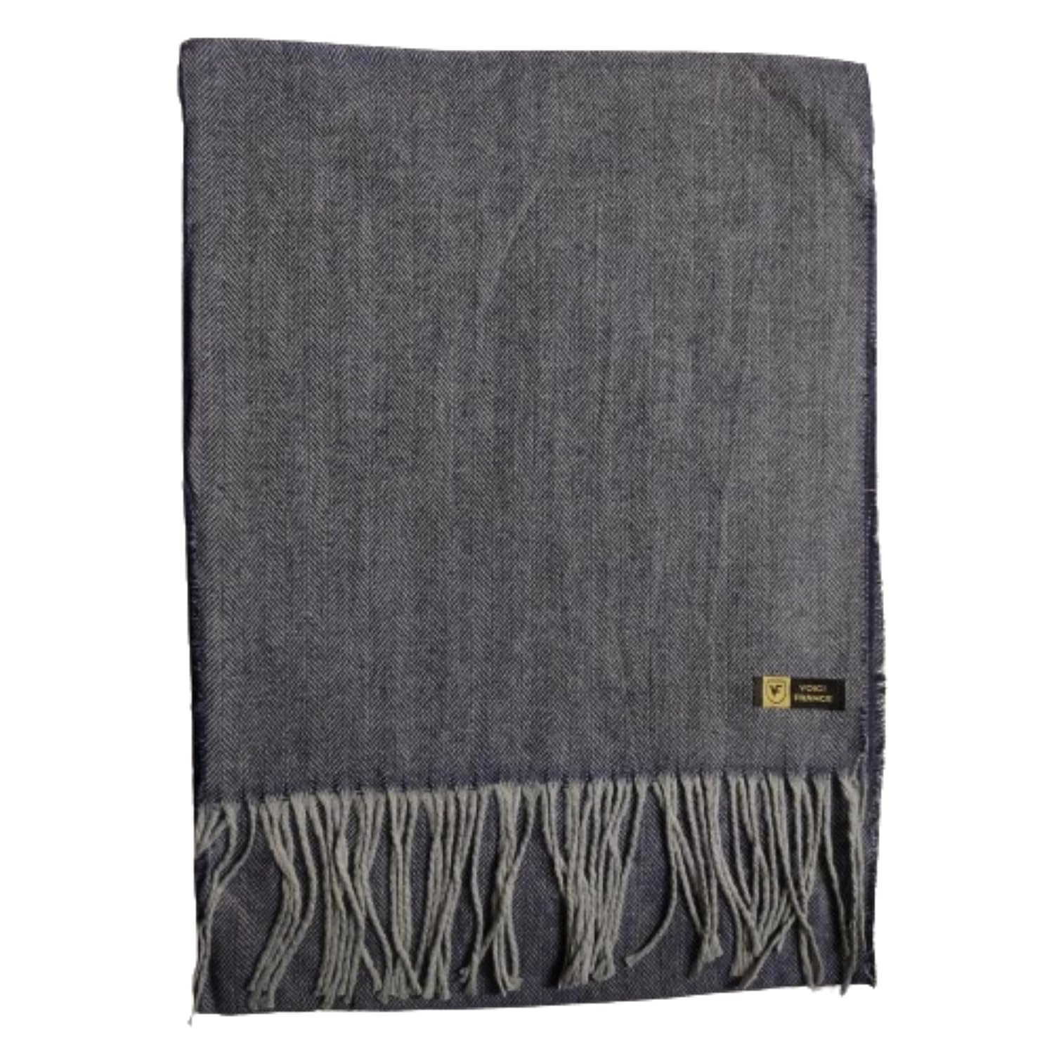 France Womens herringbone weave Soft and Warm Woolen Muffler for winter Grey brown color big size-image-27