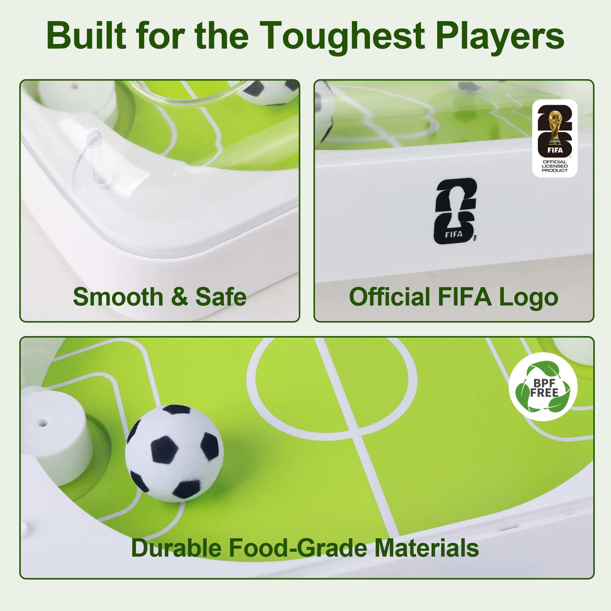 Offizielle FIFA WM 2026 Edition - Interaktives Katzenspielzeug mit Fußballfeld-Design, automatisches Katzenspielzeug mit bewegungsaktivierten Flip-Push-Bällen, anpassbare Team-Aufkleber, perfekt für