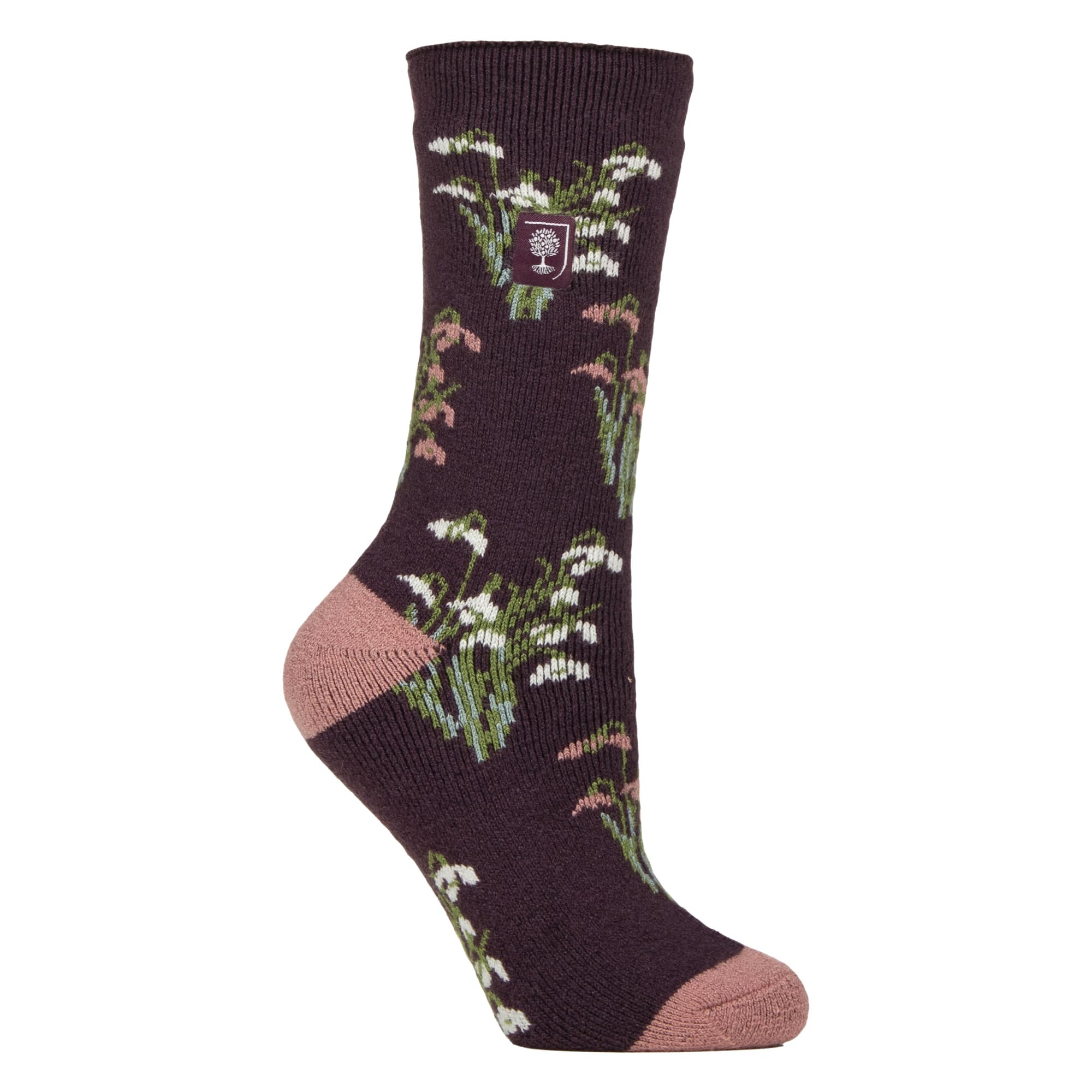 Womens Thermal Socks Thin Floral Fleece Socks -