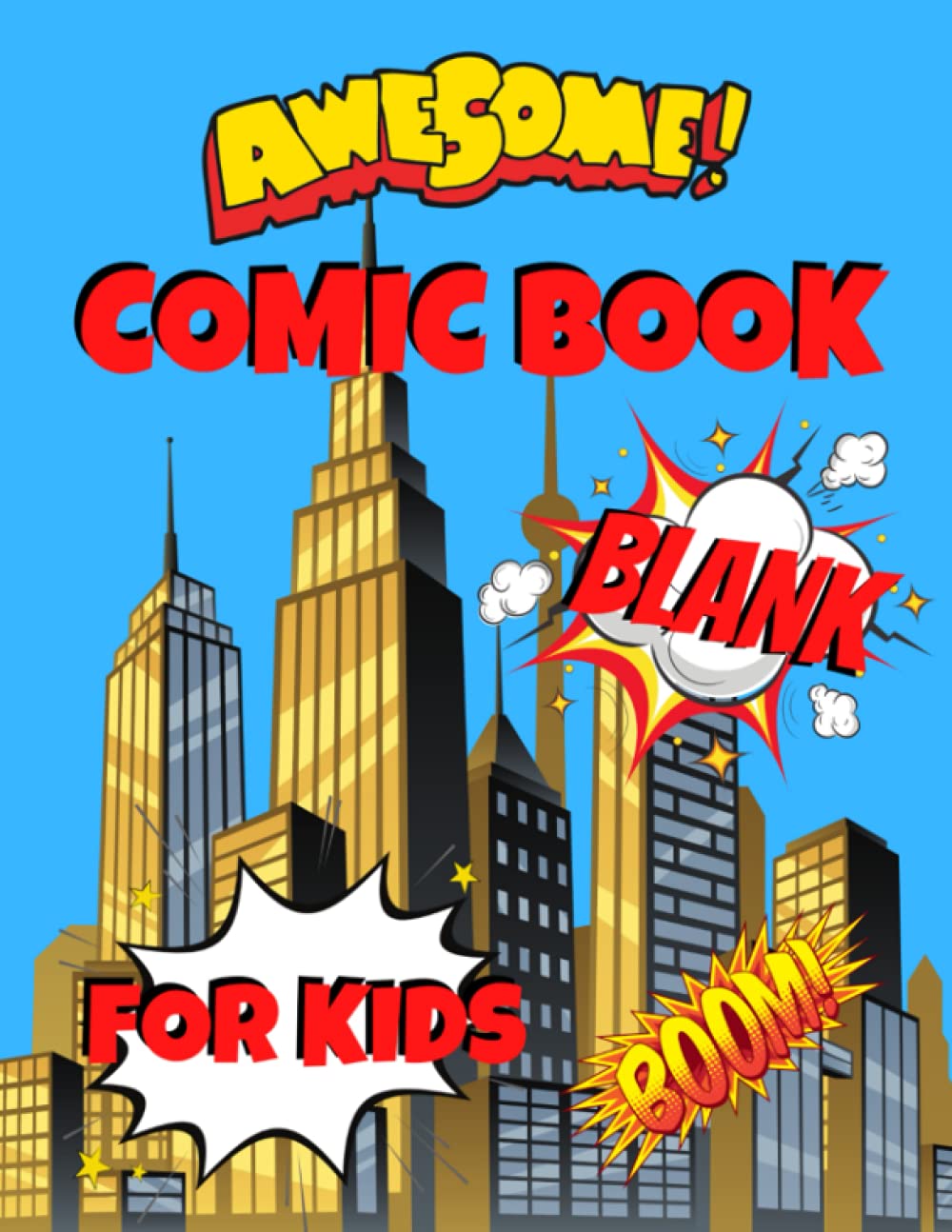 AWSOME BLANK COMIC BOOK.: LUXURIOUS GLOSSY 8.5X11 INCH BOOK COVER, FILLED WITH 120 UNIQUE BOXED BLANKS FOR THE CREATION OF DRAWING YOUR OWN COMIC BOOK, IDEAL FOR KIDS.