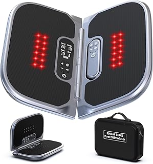 Medic Tragbares Durchblutungsstimulator Für Füße & Beine,EMS Fußmassagegerät Mit Rotlichttherapie,4 Elektrischer Tens Stimulator,Lindert Neuropathie,Knie- & Beinschmerzen,Fördert Die Fußdurchblutung