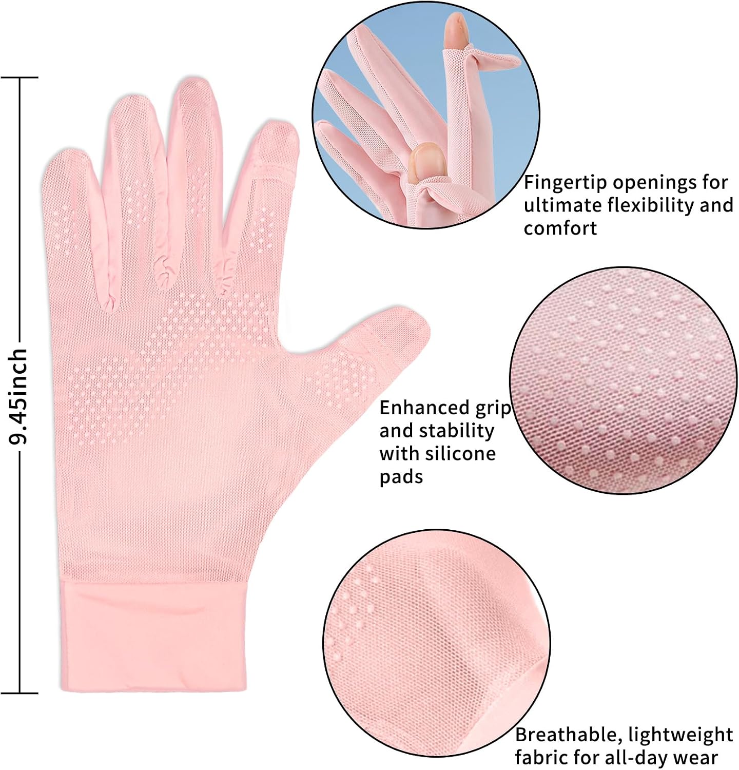 Driving Gloves Women, UV Gloves, UV Hand Protection Gloves, Breathable Driving Womens, Thin Fingerless, Thin Spf Light Sun Protection, Tennis Hiking Silk Cooling for Women, Men - 2 Pairs