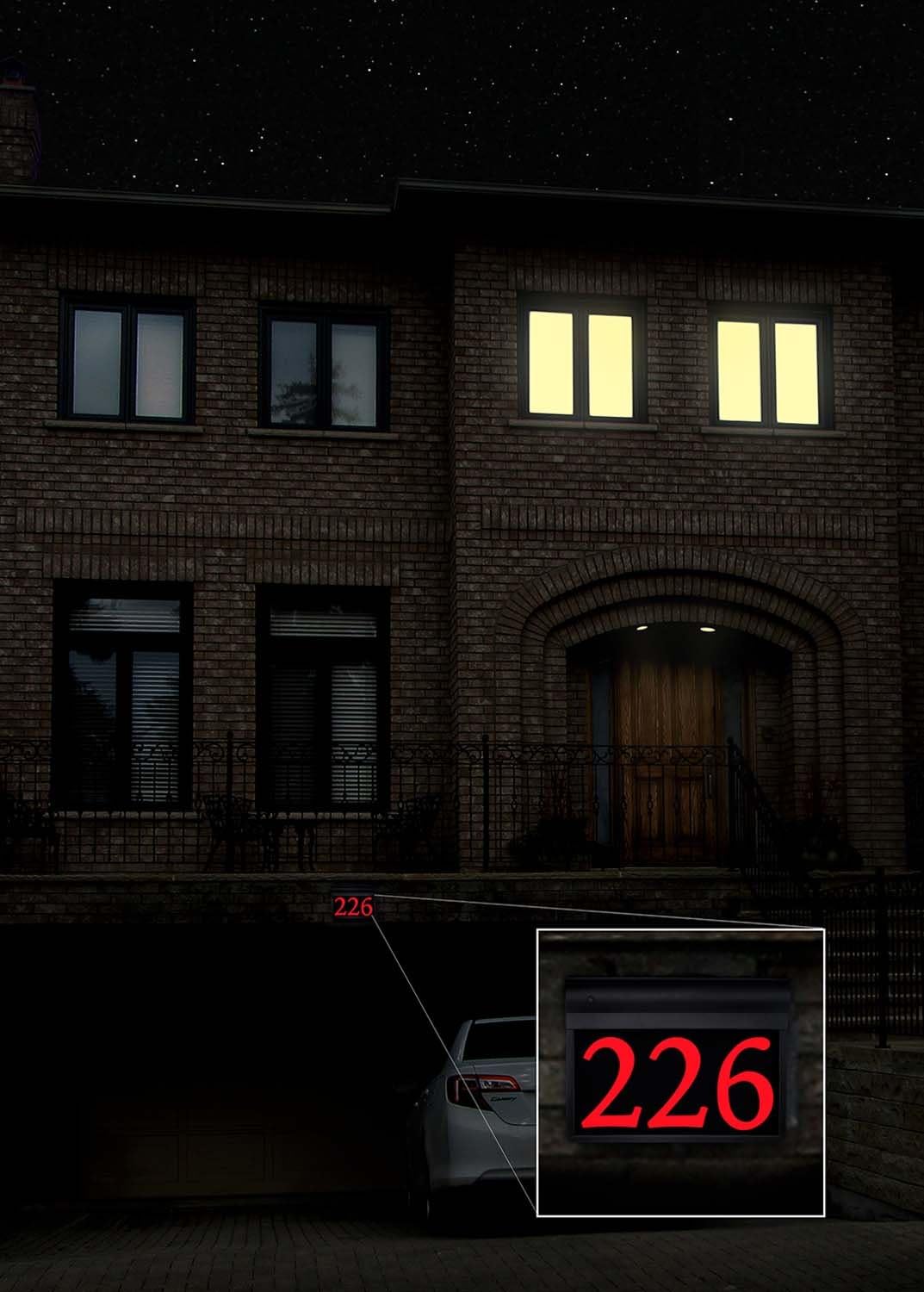 Personalized and Customized Illuminated LED Address Sign, Modern Style, 17 Inch, Bright Red