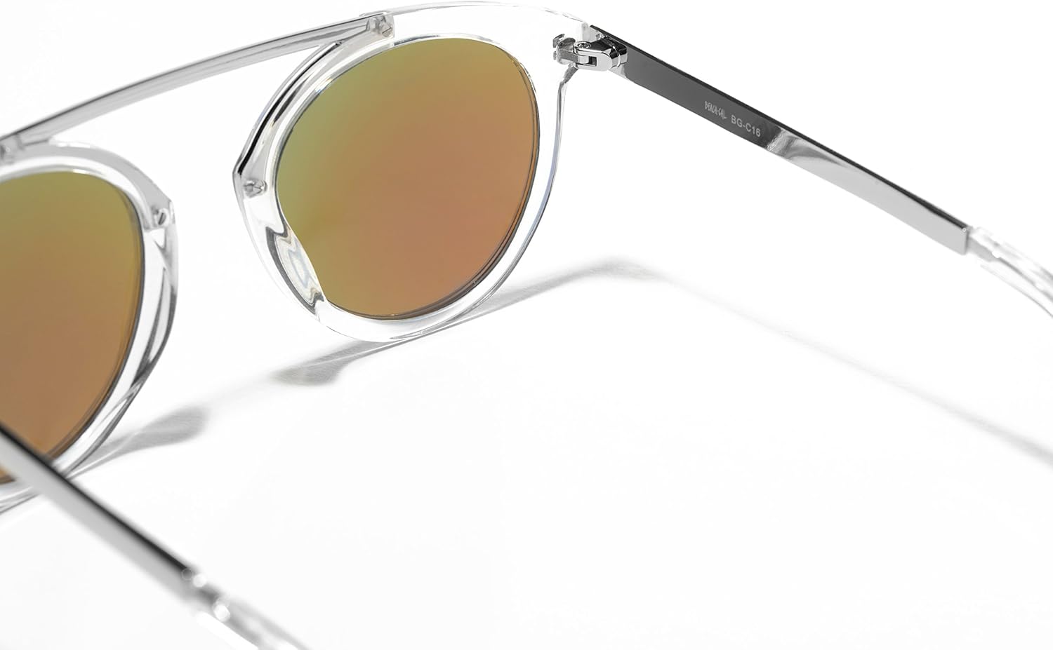 Women's Sunglasses –Designer Round Clear Plastic Frame, Colored Lenses