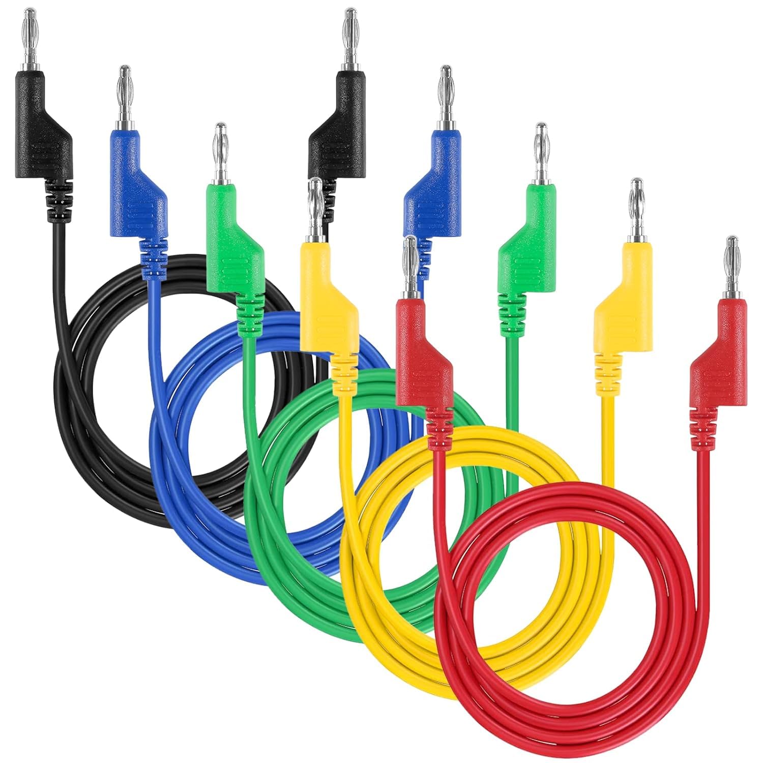 5PCS Alligator Clips Electrical, 1000V 15A Alligator Clips with Wires, 1M Dual-Ended Alligator Clip Test Leads, Flexible Copper Jumper Wires with Gator Clip for Electrical Testing, Circuit Connection