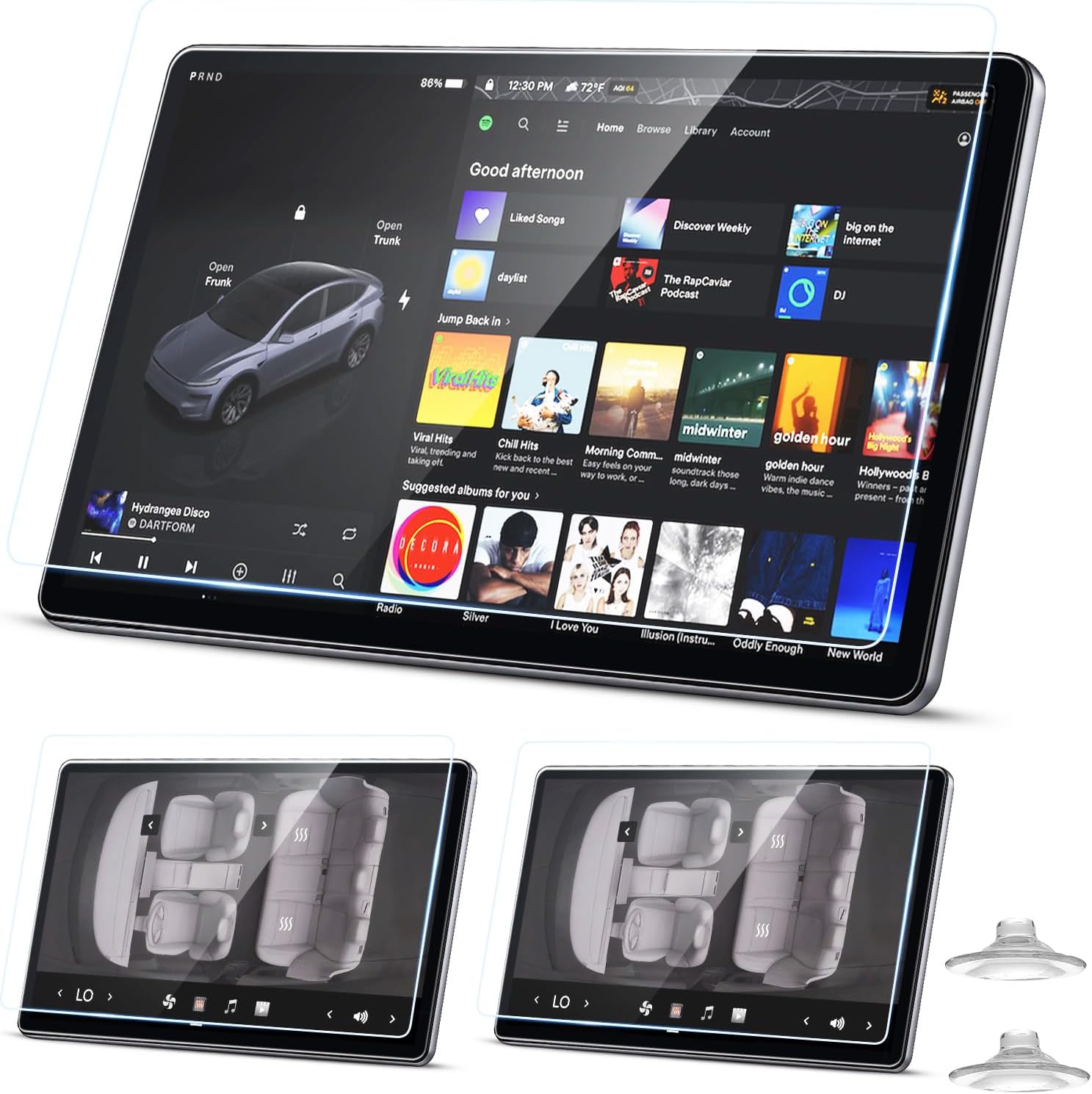 2026 Tesla Model Y Juniper Accessories Screen Protector (16" + 2 * 8" Rear), No Glare & Anti Fingerprint for Tesla Model Y Premium (2026), Model Y Performance (2025/2026)