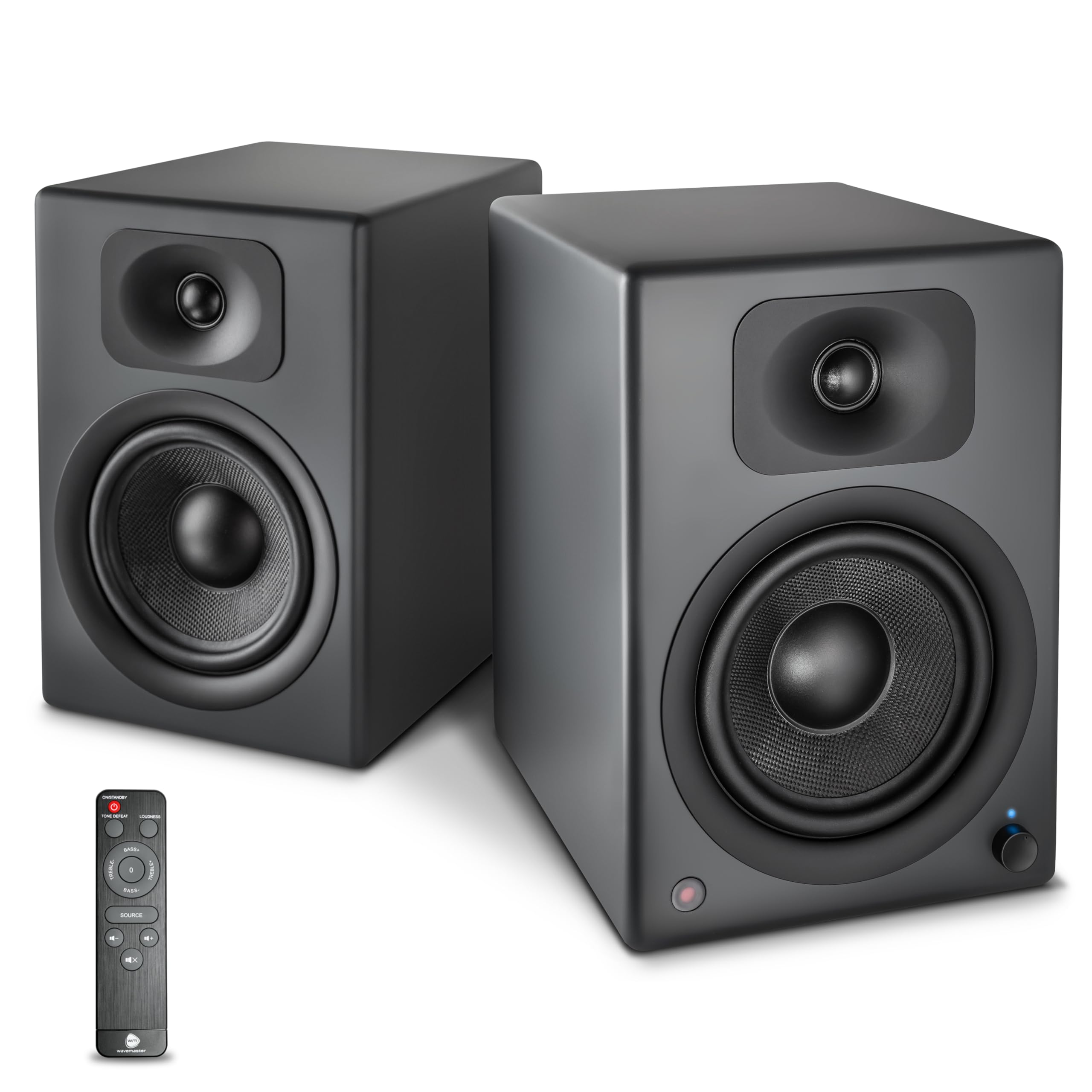 Wavemaster TWO PRO Stone Gray Aktiv-Boxen 110 Watt Bluetooth Lautsprecher-System mit IR-Fernbedienung