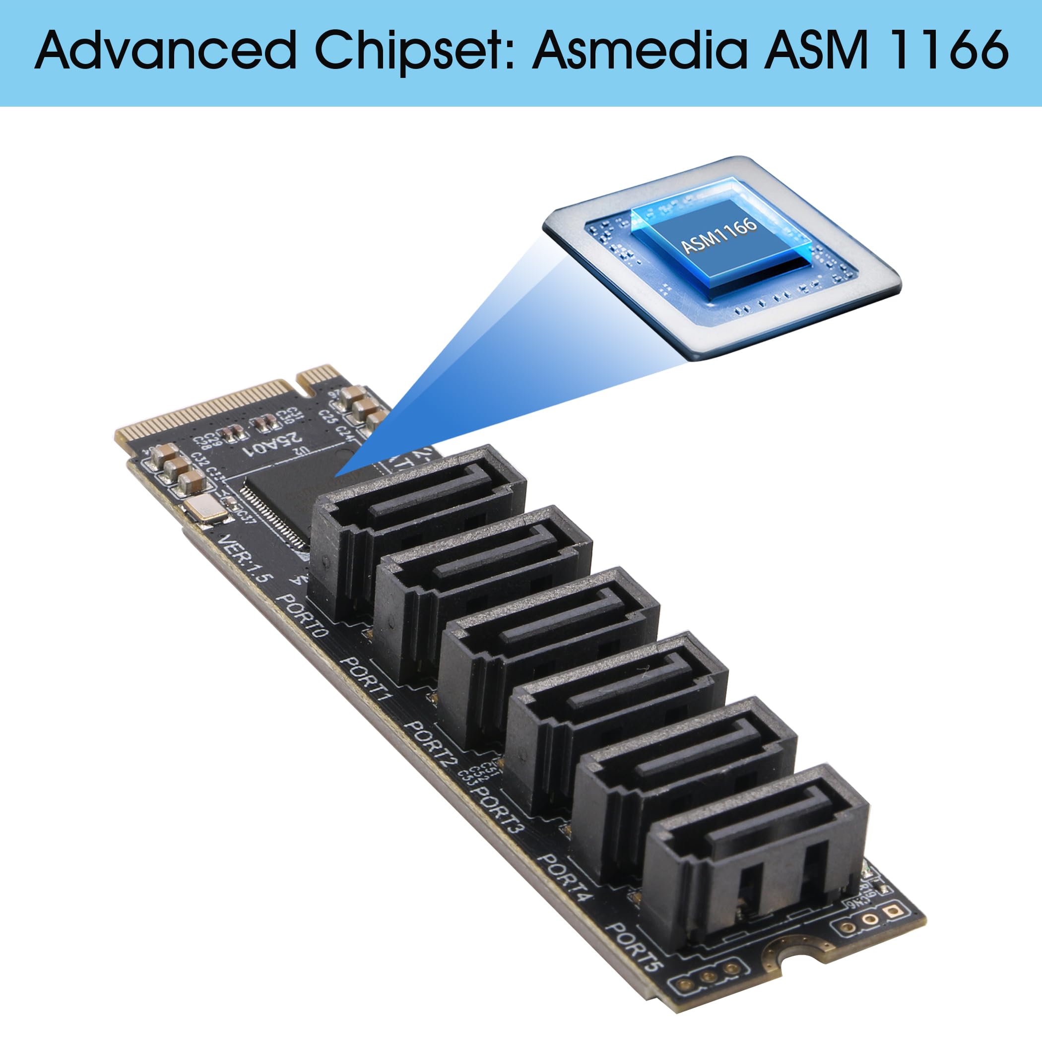 Amazon.co.jp: M.2 - SATAアダプター [6ポート]、RIITOP M2 NVMe