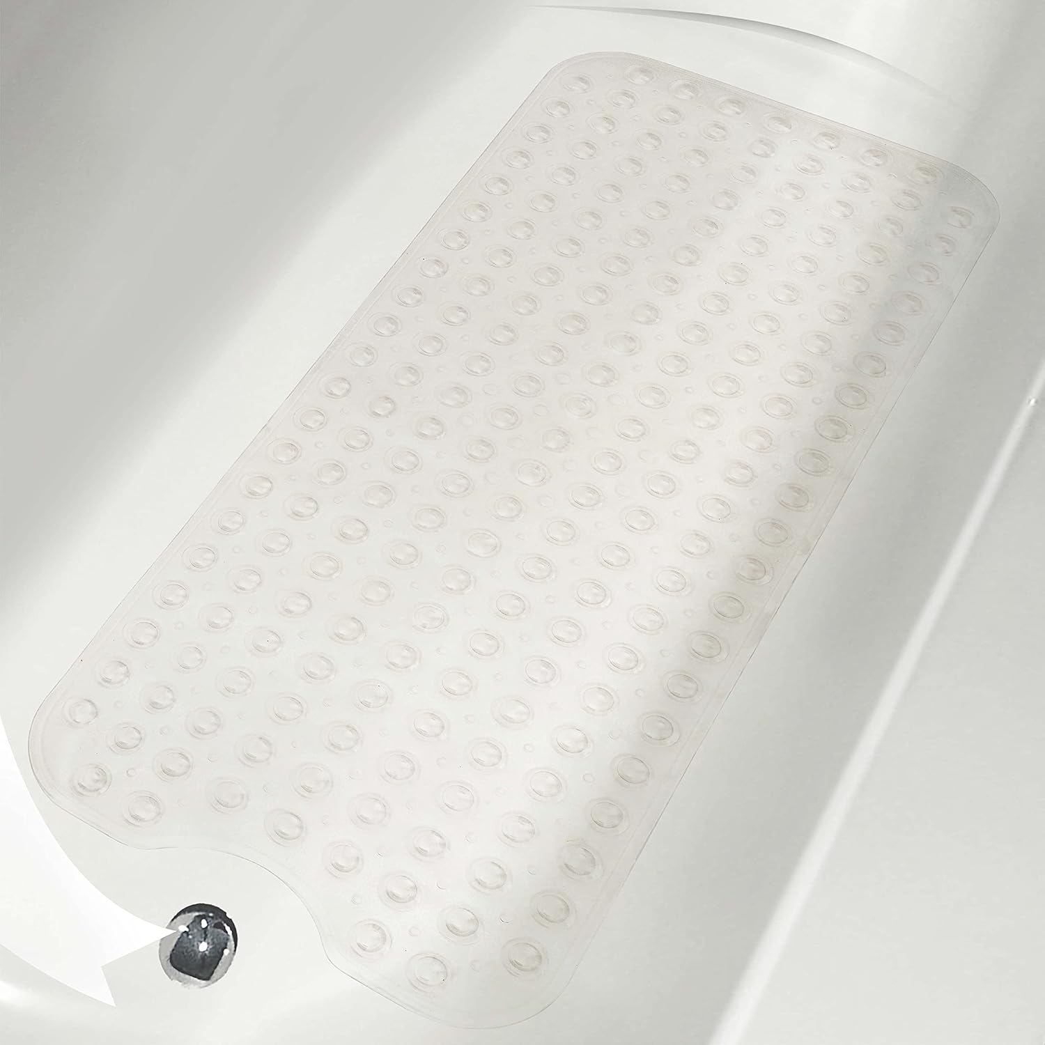 RECYCO Bathtub Mats NonSlip Shower Mat Extra Long Bath Mat for Tub with Suction Cups and Drain