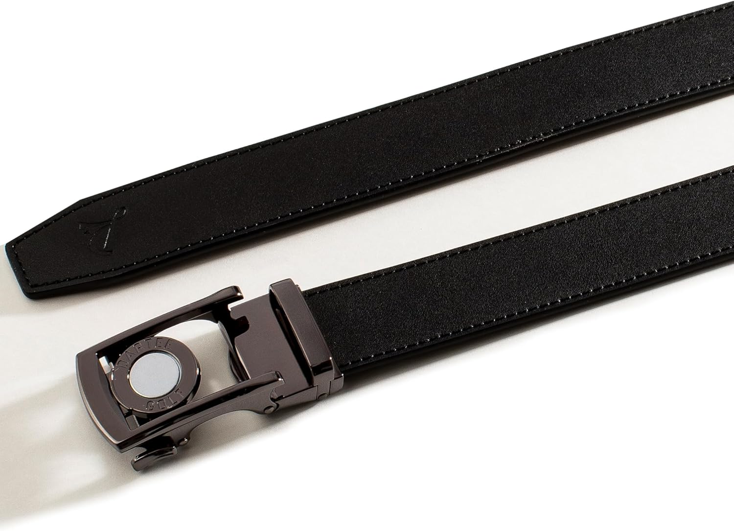 Dartee Men’s Golf Belt – Leather Ratchet Belt with Ball Marker, One-Size Adjustable Fit, Course and Casual Wear