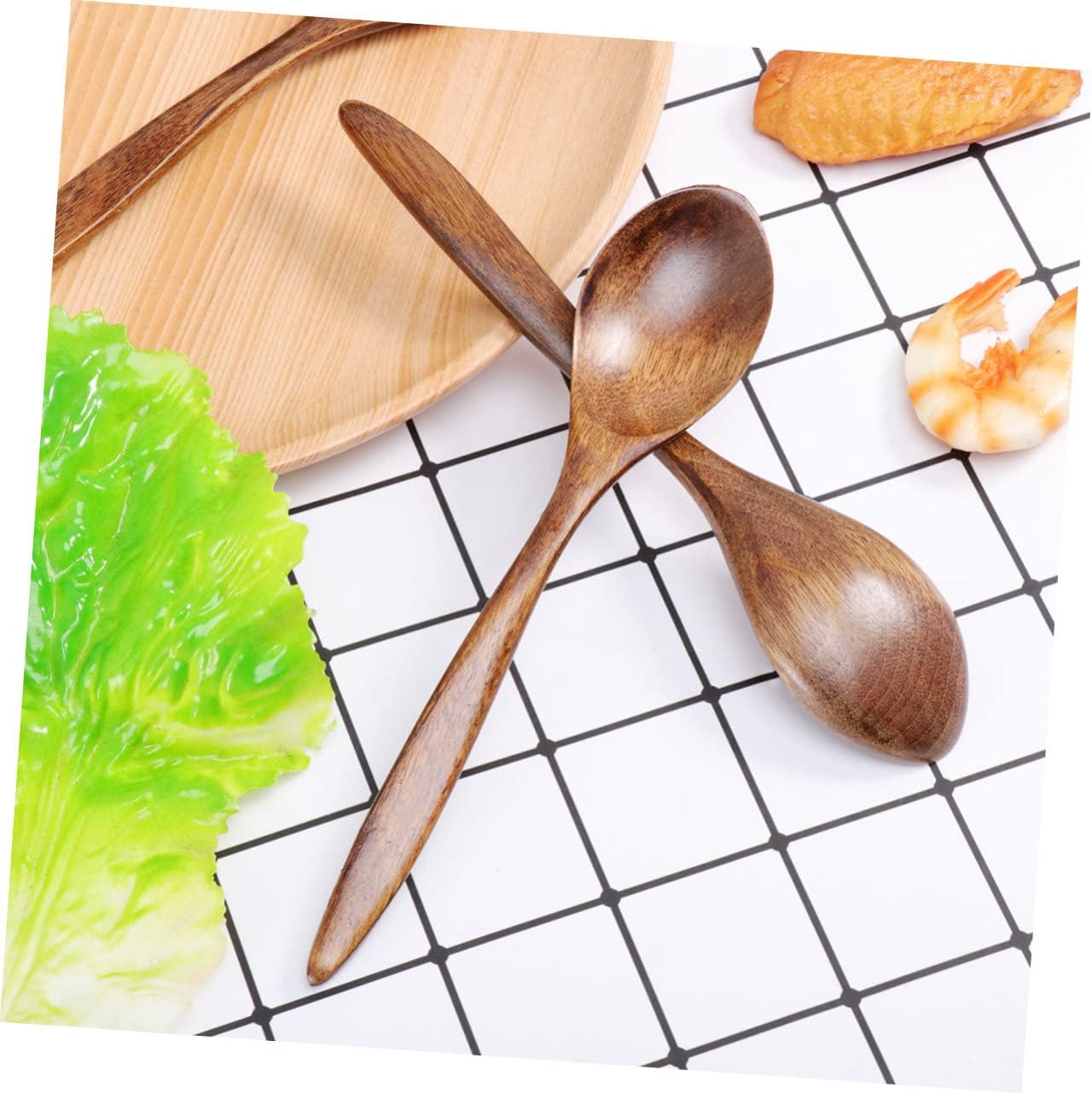 Ipetboom 3PCS Mini Wooden Honey Spoon Handmade Japanese Style Short Handle Sugar Seasoning Spoons Natural Nanmu for Jam Condiments Use